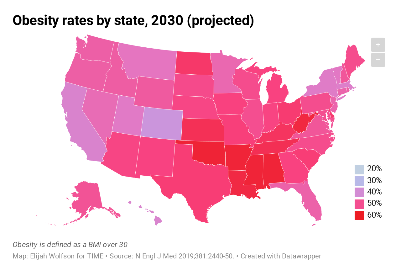 Mapped By State Half U S Population Will Be Obese By 2030 Time
