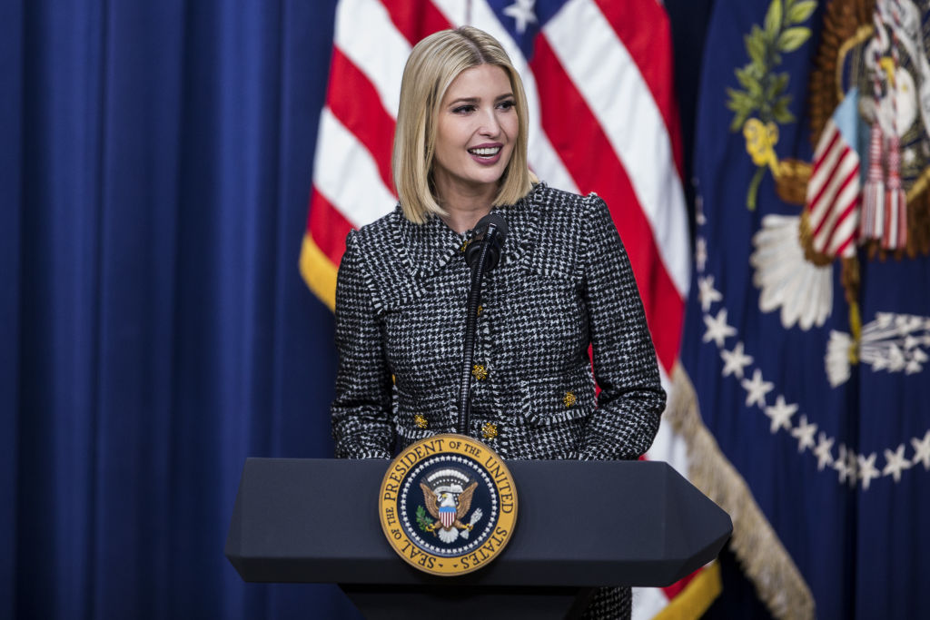 Ivanka Trump, senior adviser to U.S. President Donald Trump, speaks during the White House Summit on Child Care and Paid Leave at the Eisenhower Executive Office Building. (Zach Gibson/Bloomberg via Getty Images)