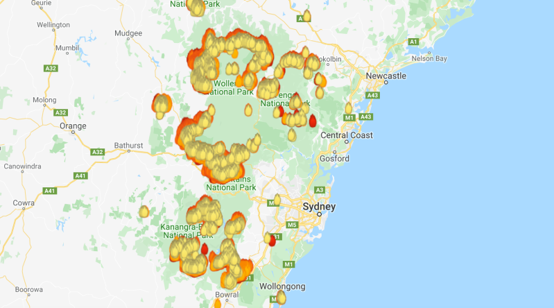 Bushfires burn outside Sydney