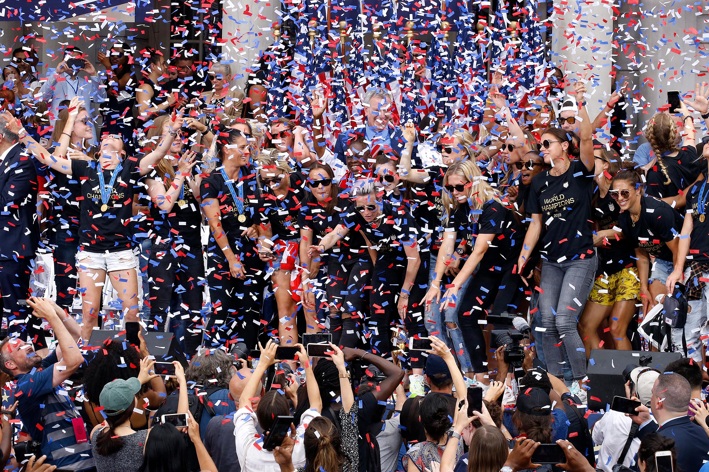 The U.S. team soaks in adulation at a ticker-tape parade in New York City on July 10