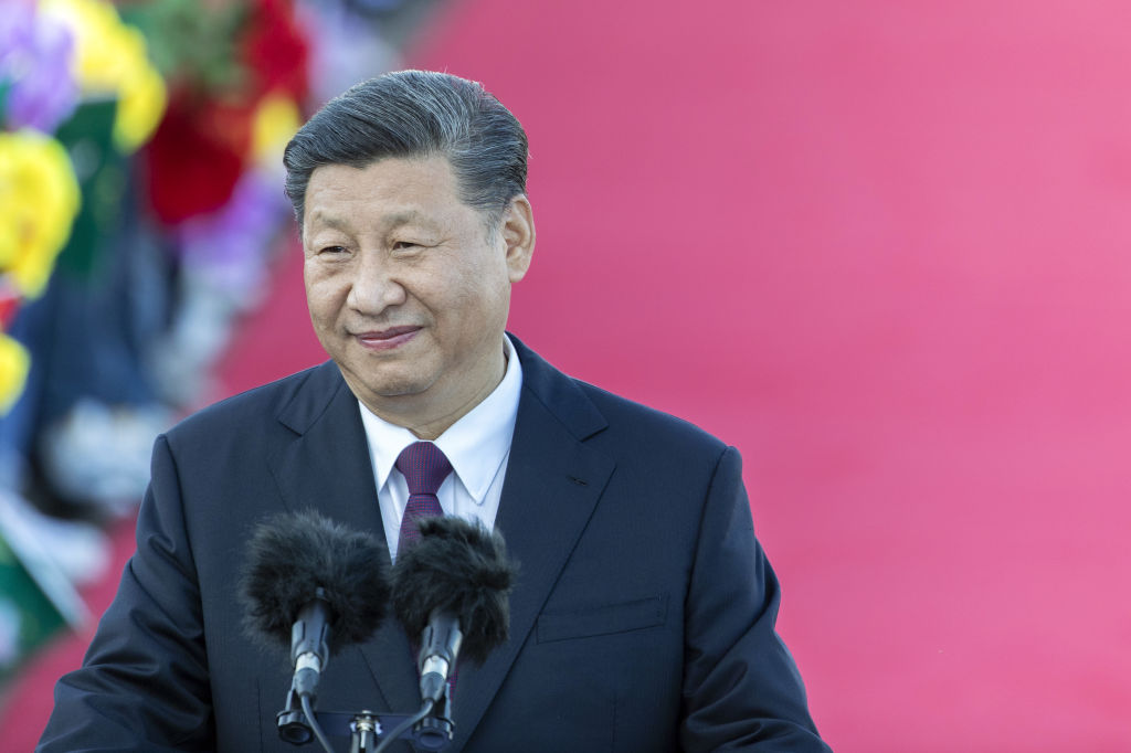 Xi Jinping, China's president, delivers a speech after arriving at Macau International Airport in Macau, China, on Dec. 18, 2019. (Justin Chin—Bloomberg/Getty Images)