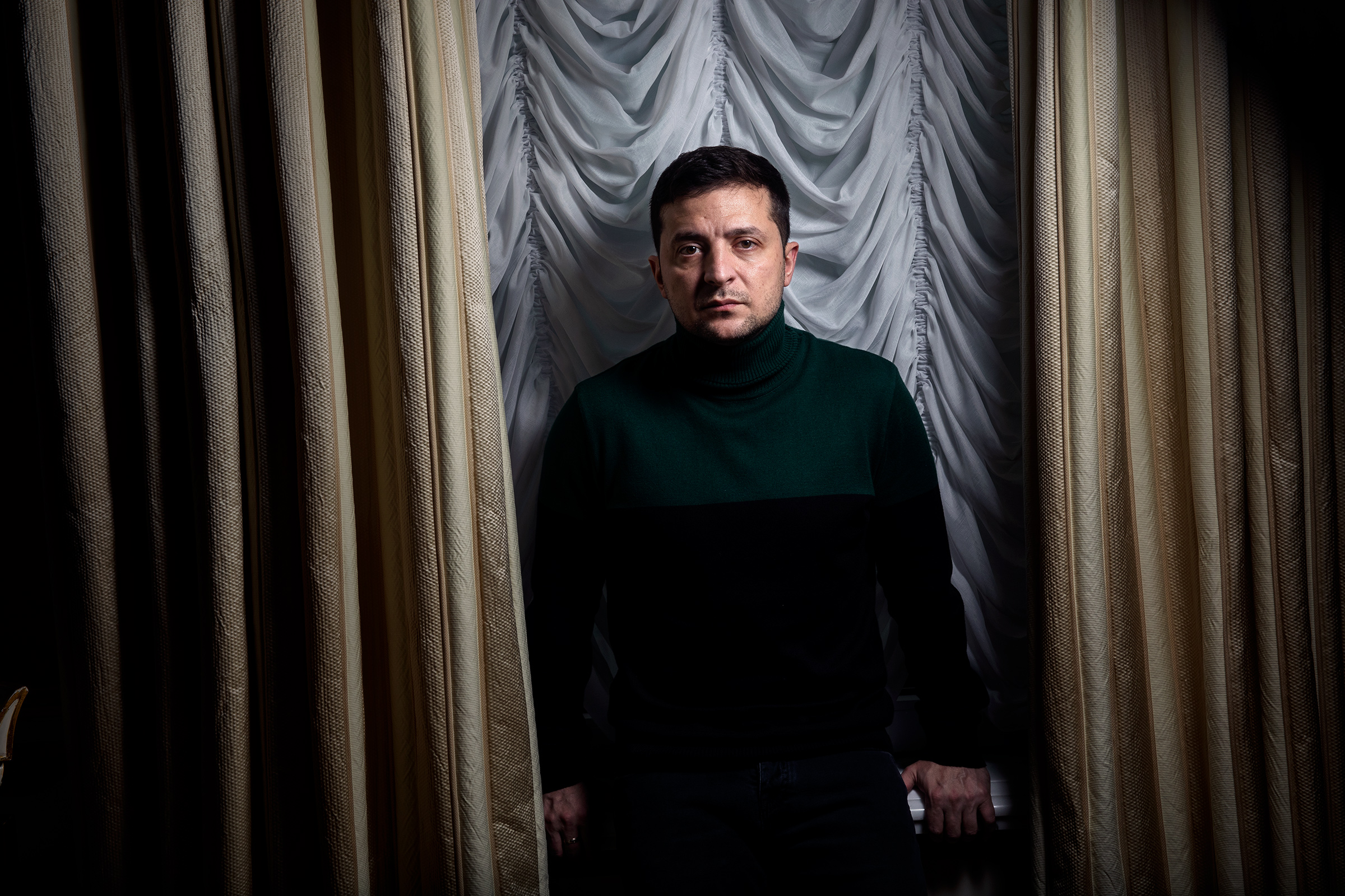 Zelensky on Nov. 30 in his Kyiv office, which he likens to a “fortress that I just want to escape” (Paolo Pellegrin—Magnum Photos for TIME)