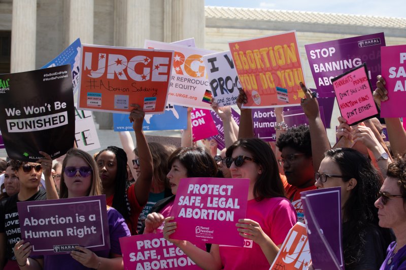 Abortion rights activists gathered outside the U.S. Supreme Court in Washington, D.C. on May 21, 2019 to protest against the abortion laws passed across the country.