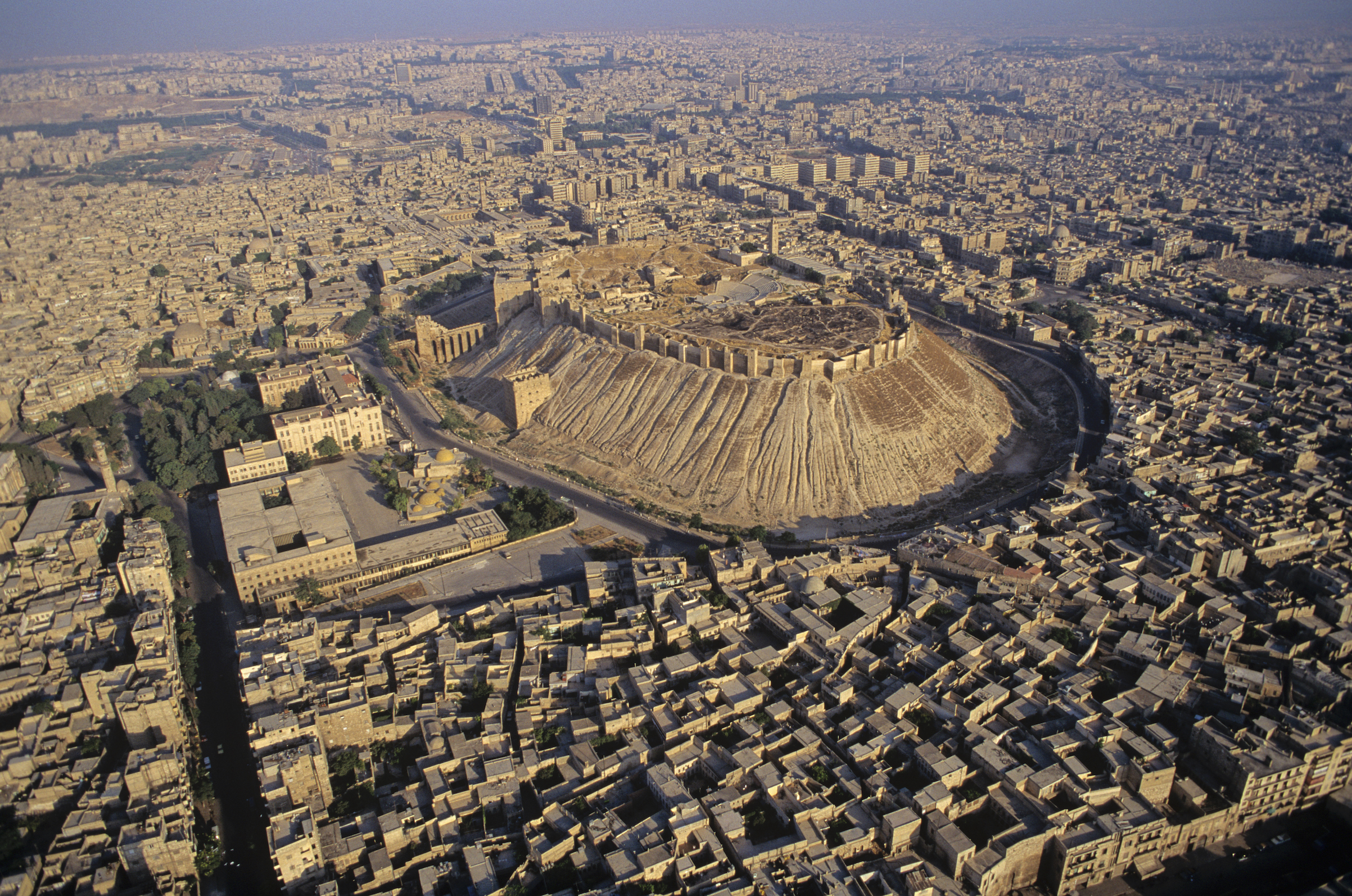 Aerial view of the citadel in the ancient city of Aleppo, Syria (Sygma/Getty Images)