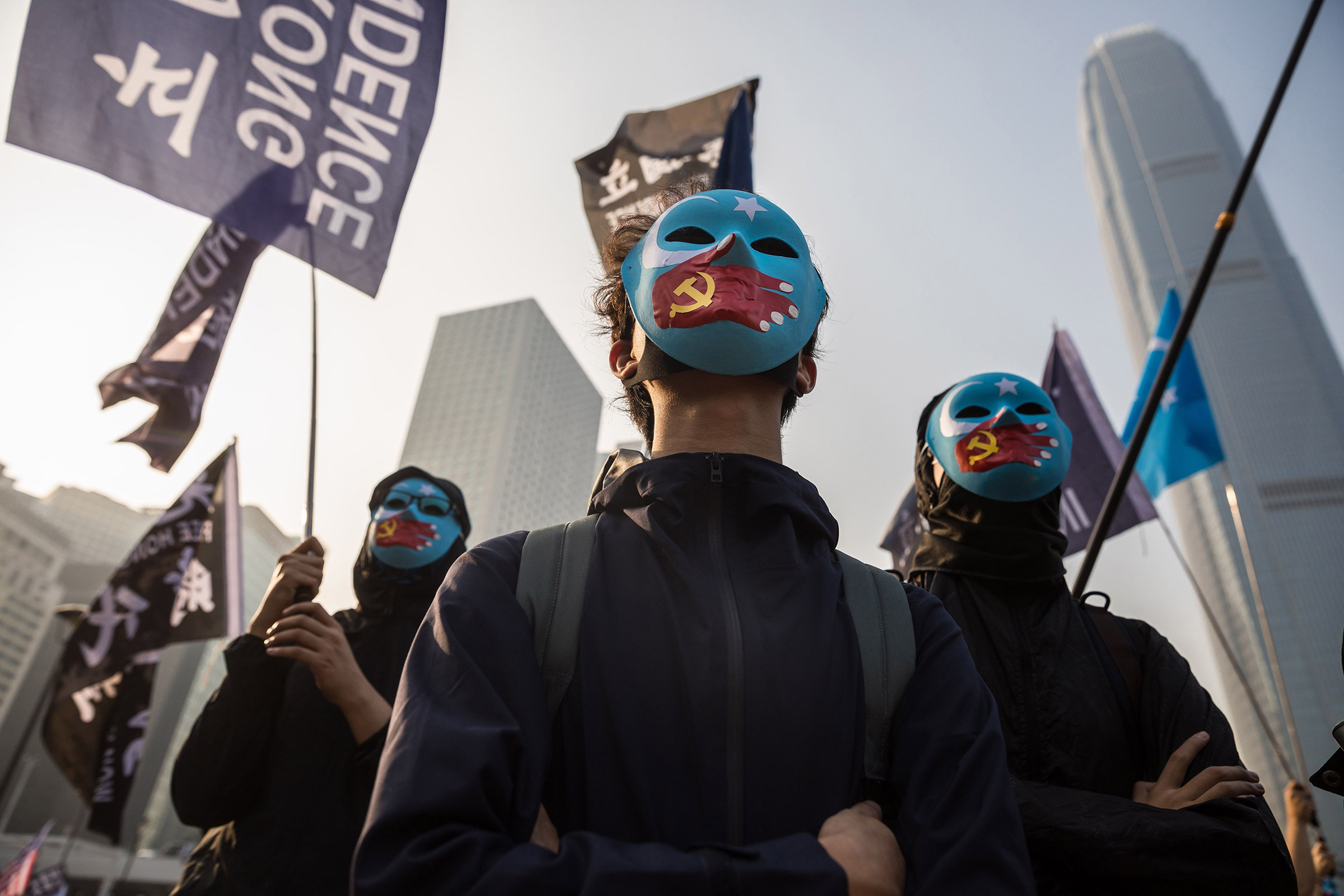 Protesters attend a rally in Hong Kong to show support for the Uighur minority in China on Dec. 22, 2019. (Dale de la Rey—AFP/Getty Images)