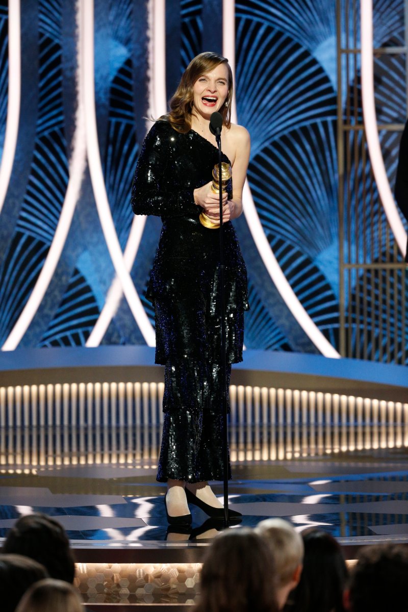 In this handout photo provided by NBCUniversal Media, Hildur Guðnadóttir accepts the award for 'Best Original Score' onstage during the 77th Annual Golden Globe Awards on Jan. 5, 2020 in Beverly Hills, California.