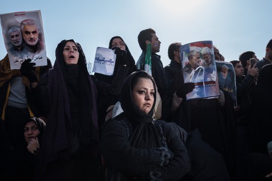 Iranians in Tehran on Jan. 6 publicly mourn the death of Major General Qasem Soleimani