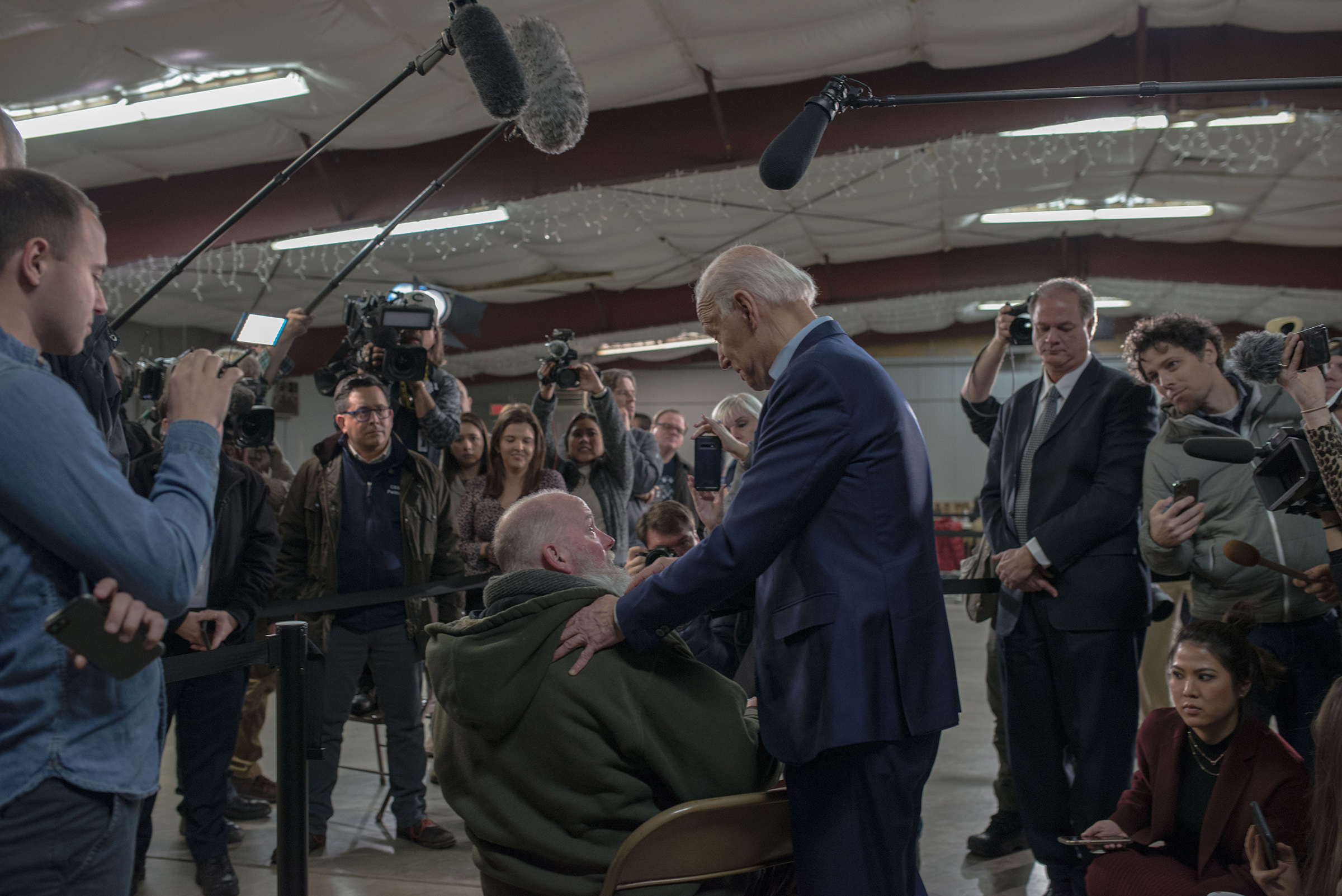 Biden, in Mason City, Iowa, on Jan. 22, connects with voters in an intensely personal way (September Dawn Bottoms for TIME)