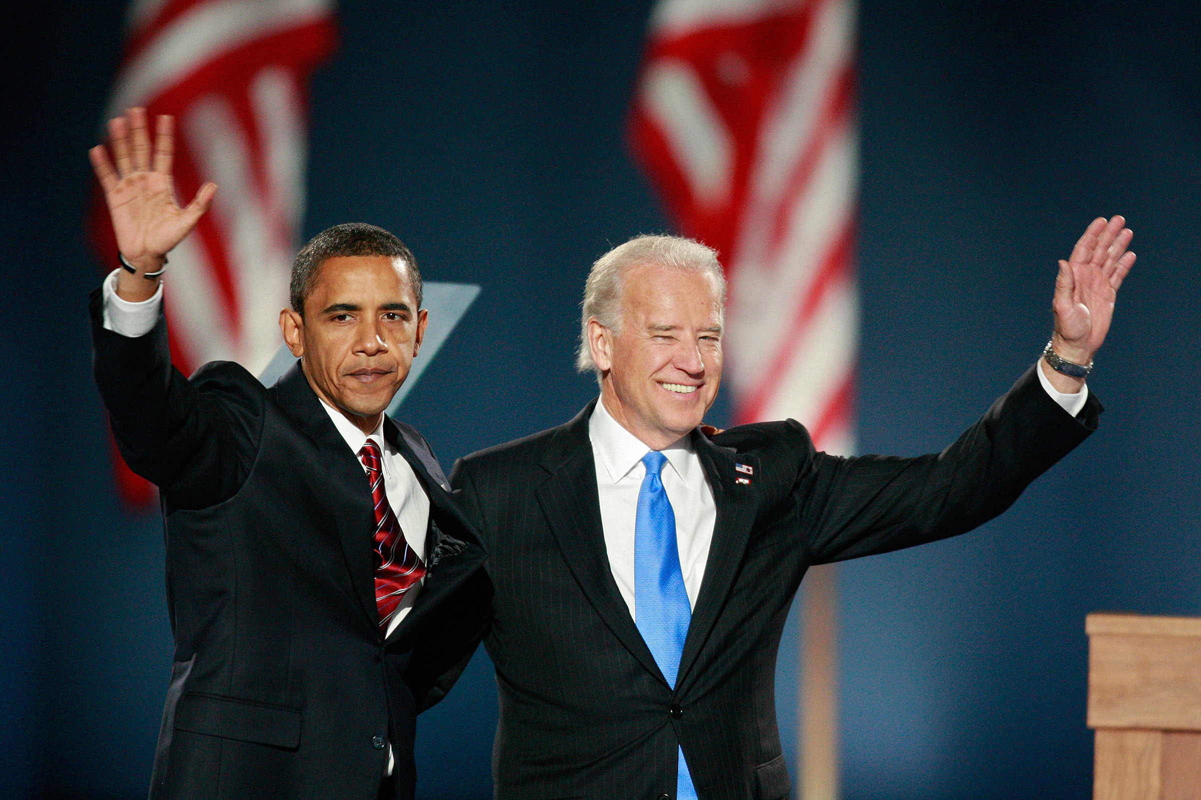 Obama taps the senior Senator to join the Democratic ticket, and the Senator is elected Vice President in 2008 (Getty Images)