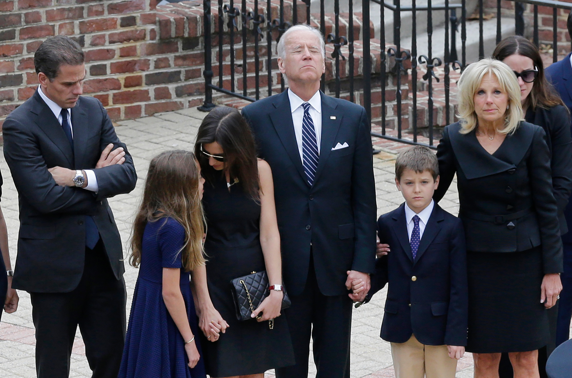 Biden and his family at a visitation for his son Beau in 2015 (AP)