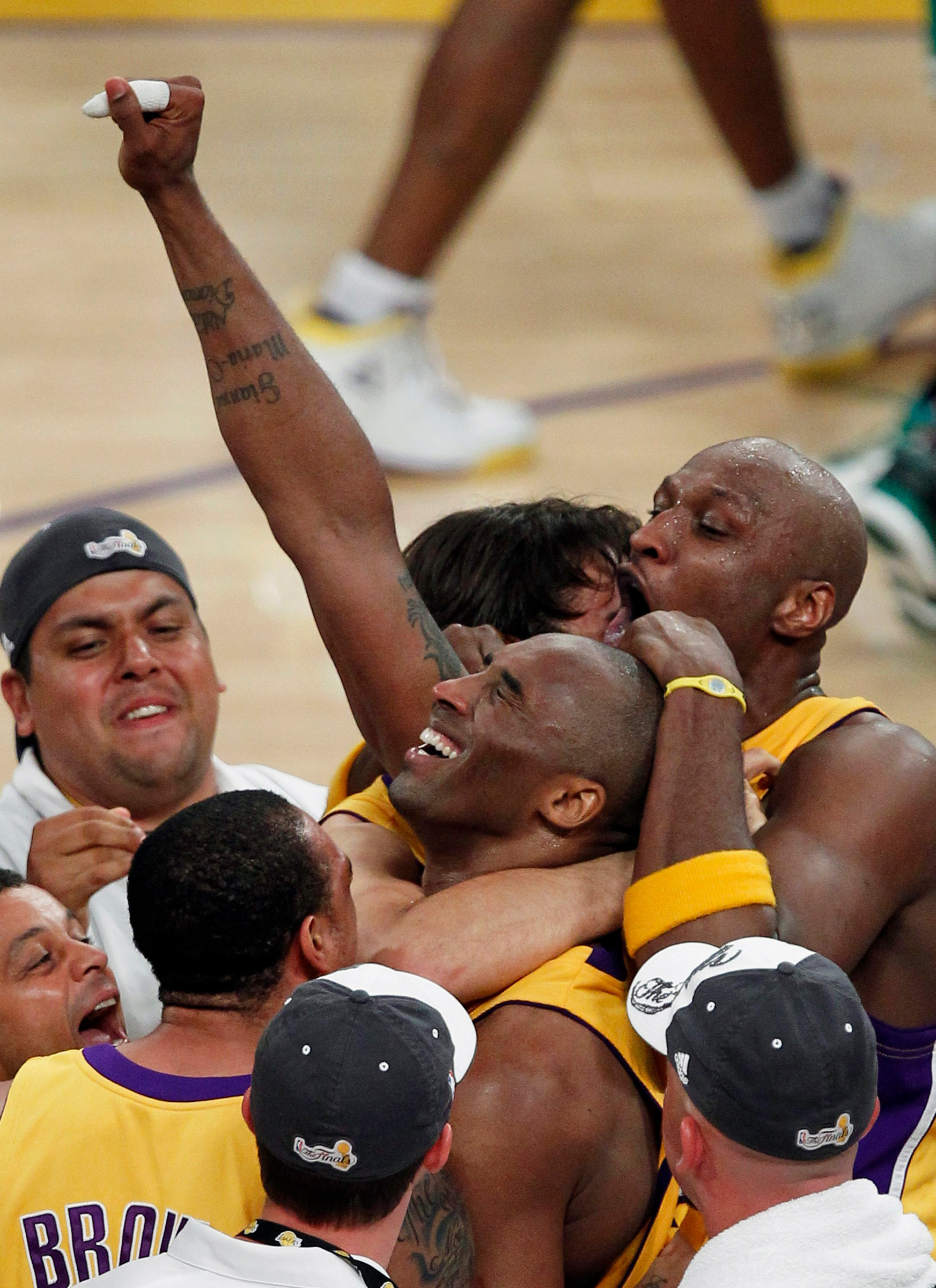 Bryant celebrates the 2010 NBA championship, after the Lakers defeated the Boston Celtics in Game 7