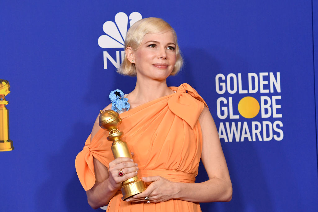 Michelle Williams, winner of the Best Performance by an actress in a Limited Series or a Motion Picture Made for Television for "Fosse/Verdon" poses in the press room at the 77th Annual Golden Globe Awards. (Kevork Djansezian—NBC/NBCU Photo Bank/Getty Images)