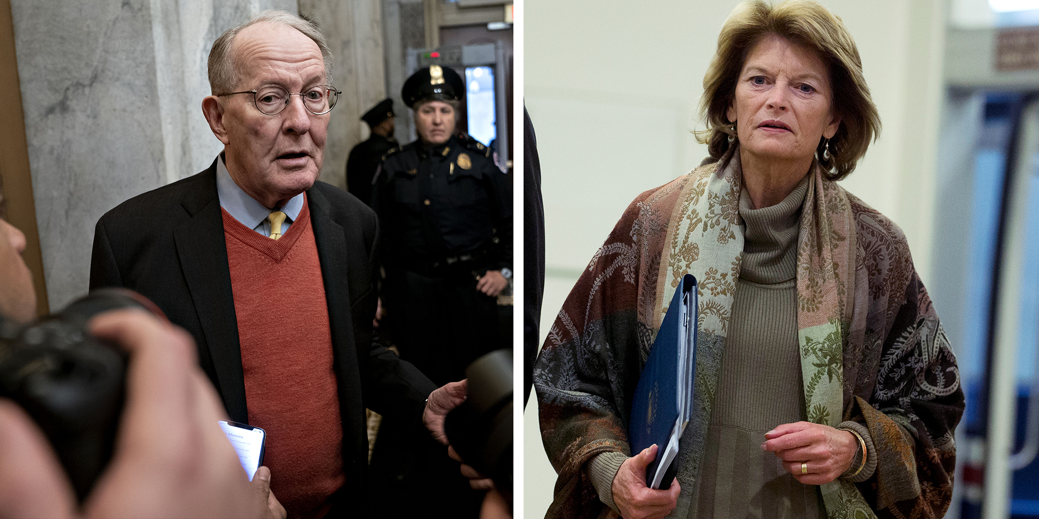 Republican Sen. Lamar Alexander of Tennessee and Sen. Lisa Murkowski, R-Alaska. (Mario Tama—Getty Images; Jose Luis Magana—AP)