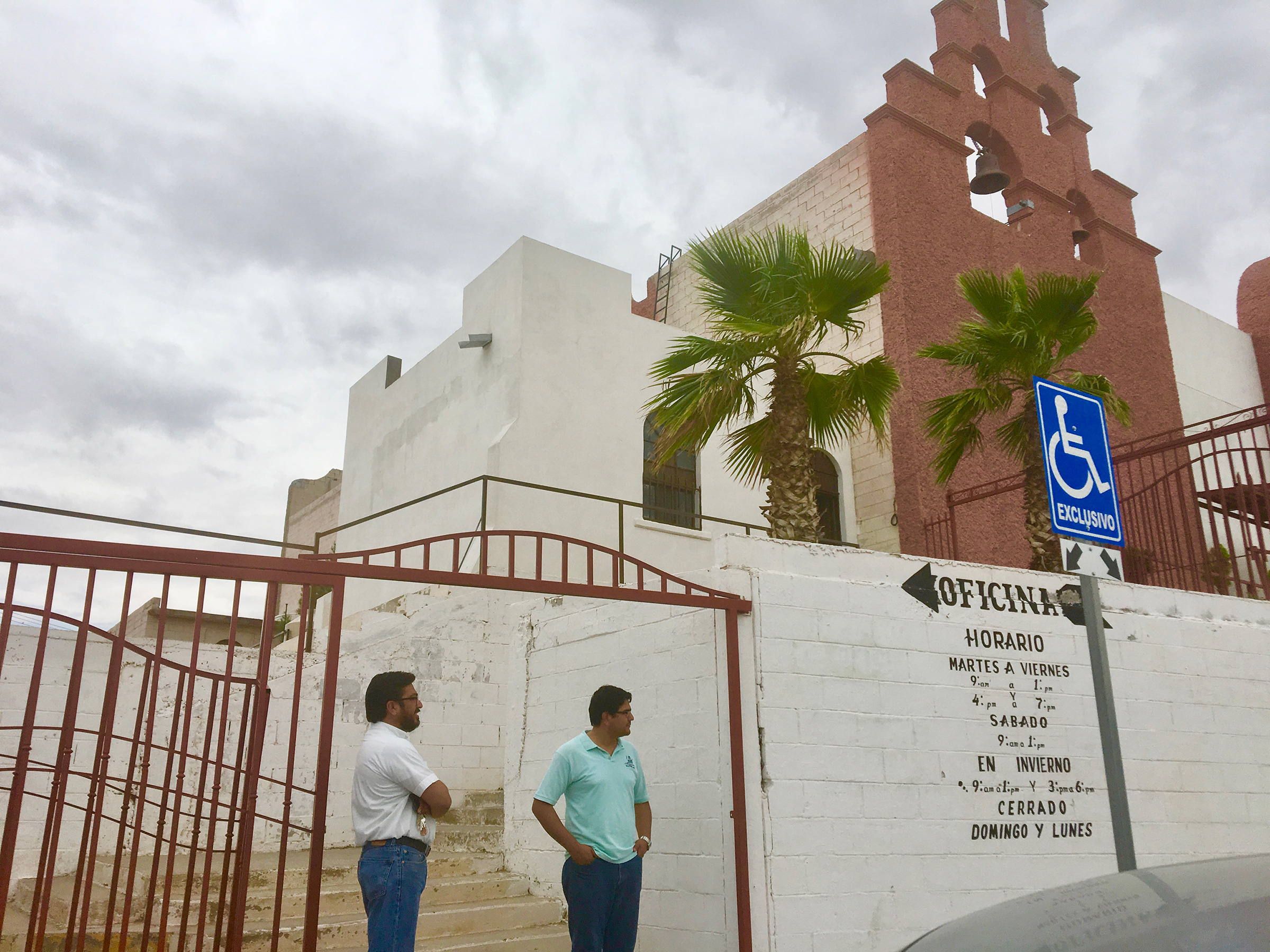 San Juan Apostol Evangelista church, where Sister Maria Antonia Aranda works, doubles as a migrant shelter in Juárez, see here in August 2019. (Courtesy of Lily Moore-Eissenberg)