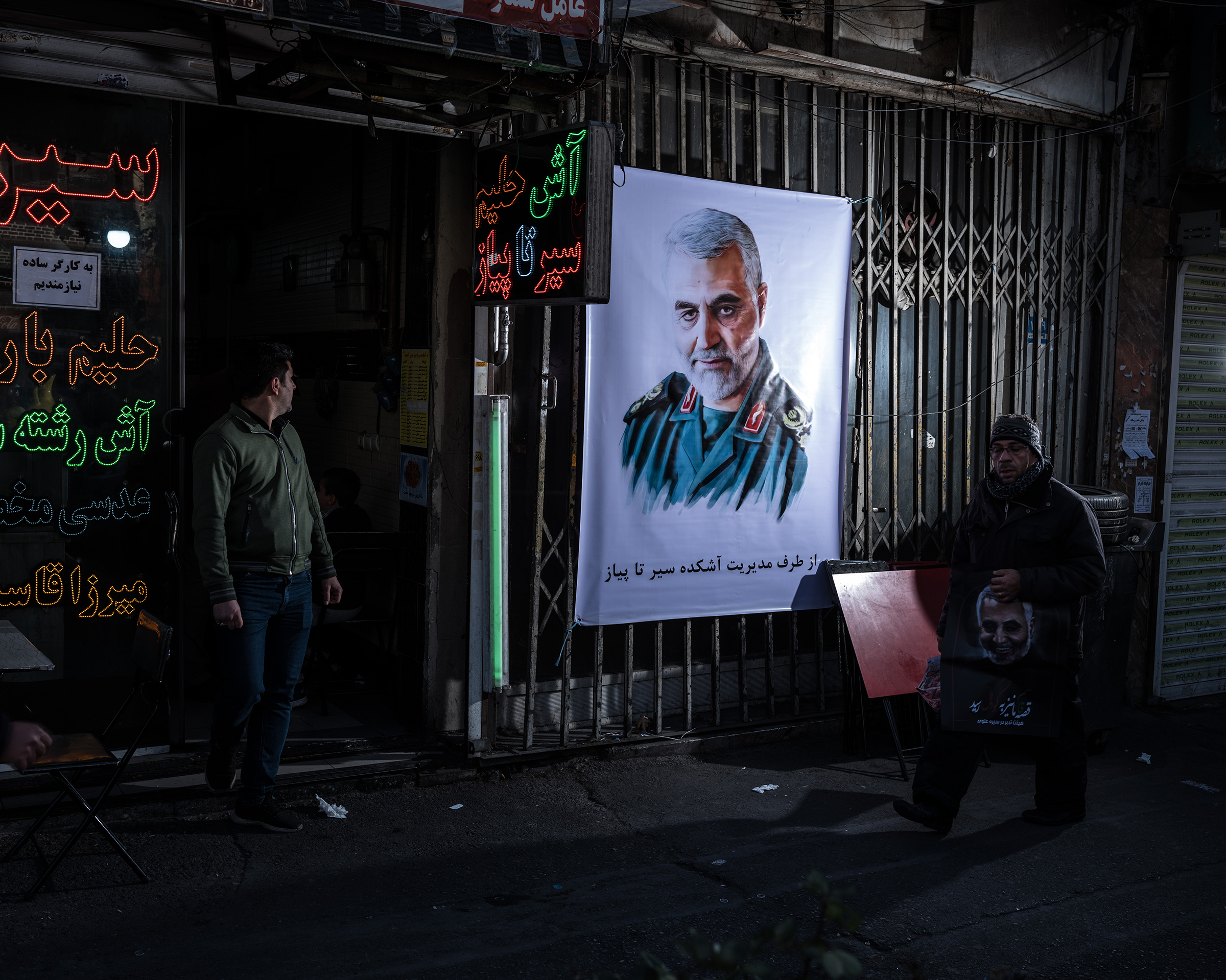 In the immediate aftermath of his death, Soleimani's face appeared everywhere in Tehran. (Newsha Tavakolian—Magnum Photos for TIME)