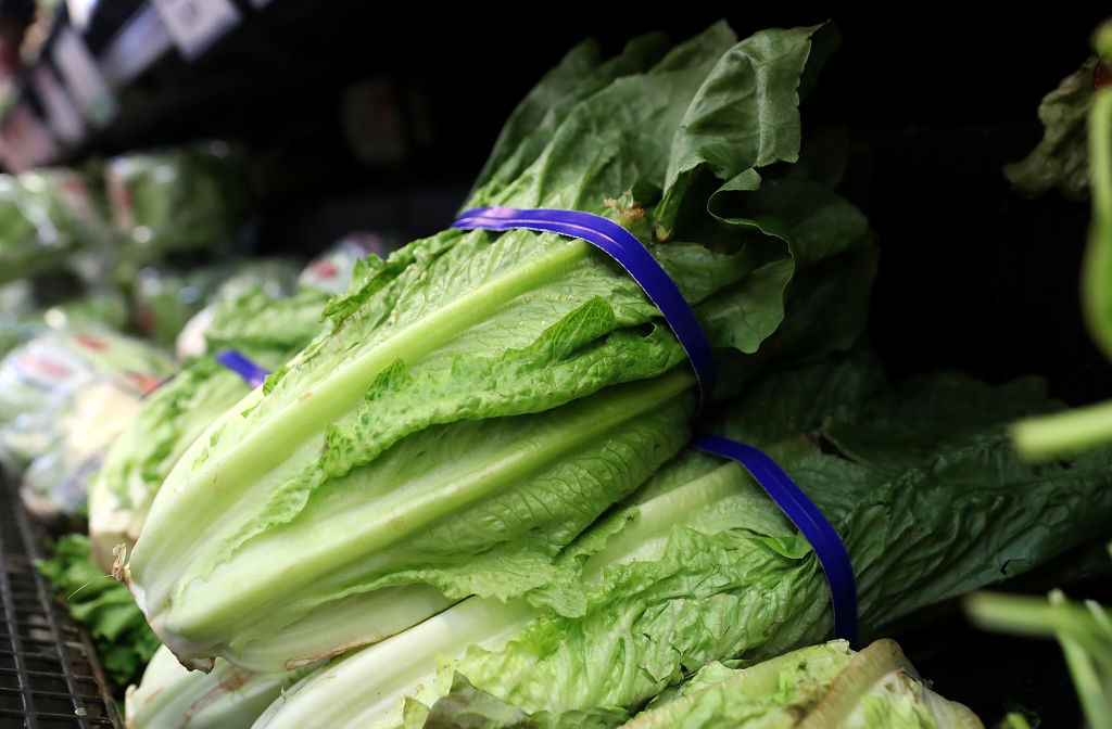 Romaine lettuce is displayed on a shelf at a supermarket on April 23, 2018 in San Rafael, California. (Justin Sullivan—Getty Images)