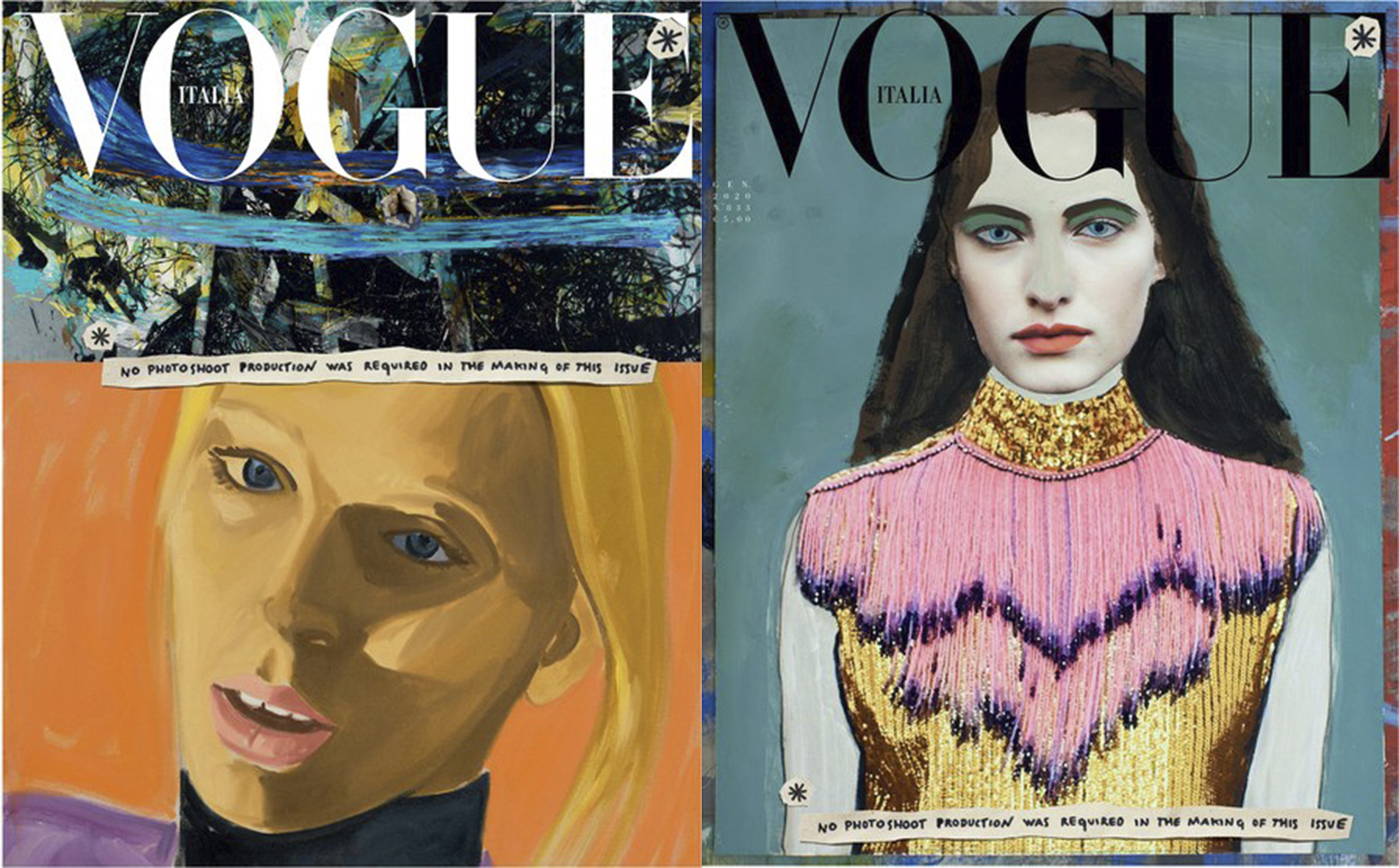 New 'Vogue Italia' cover illustrations. (Condé Nast—David Salle and Paolo Ventura for Vogue Italia)