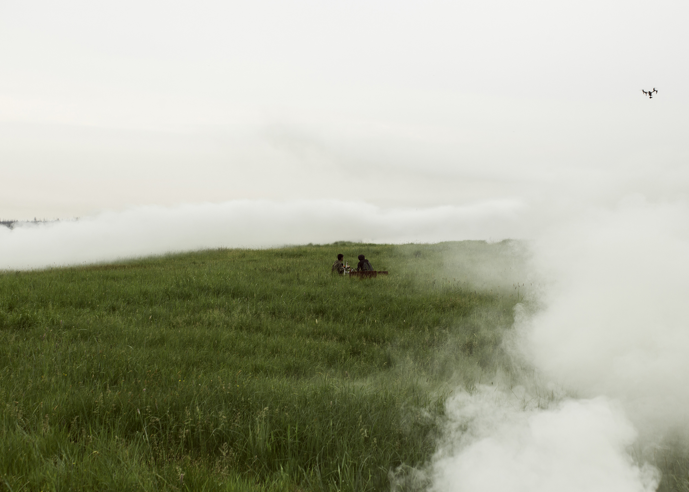 On the set of the horror film 'The Cursed Land', directed by Stepan Burnashev. Military smoke bombs were used to create a foggy atmosphere. (Alexey Vasilyev)