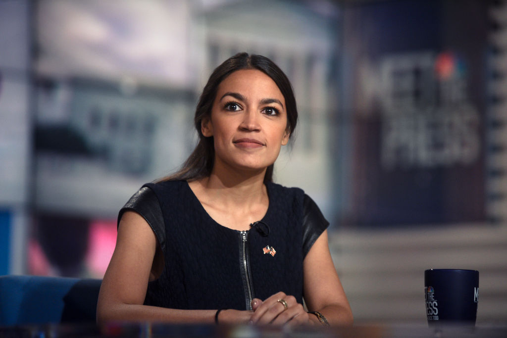 Alexandria Ocasio-Cortez appears on "Meet the Press" in Washington, D.C., on July 1, 2018. (William B. Plowman—NBCU Photo Bank/NBC Universal Media, LLC/Getty Images)
