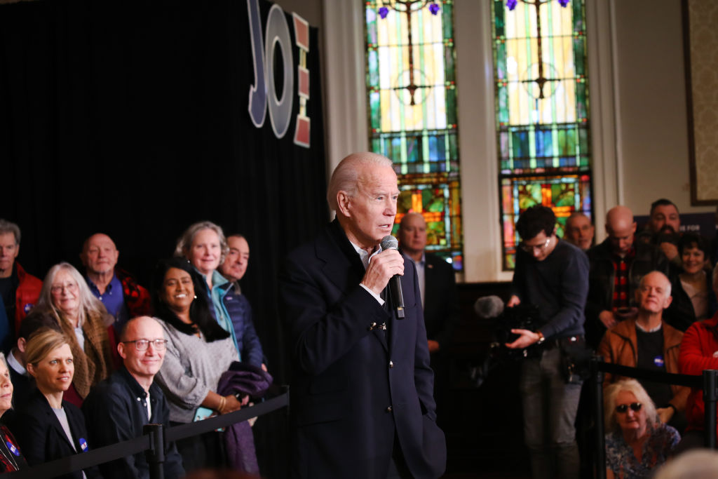 Former Vice President Joe Biden speaks at an event on February 05  in Somersworth, N.H. (Spencer Platt—Getty Images)