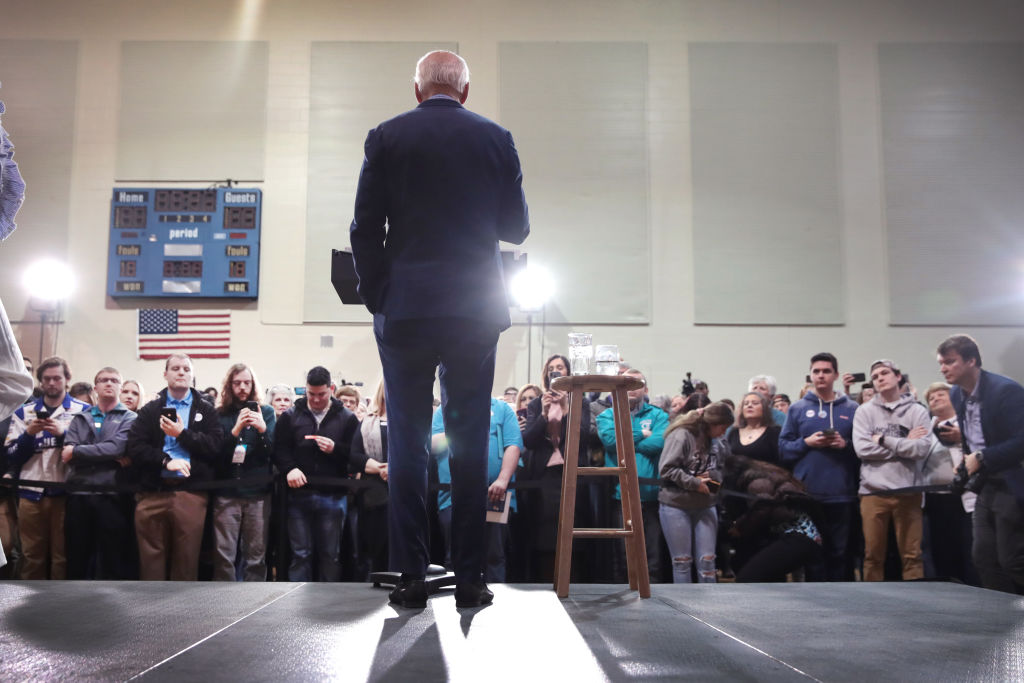 Democratic presidential candidate former Vice President Joe Biden speaks to guests during a campaign stop at Coastal Carolina University in Conway, South Carolina, on  February 27, 2020. (Scott Olson—Getty Images)