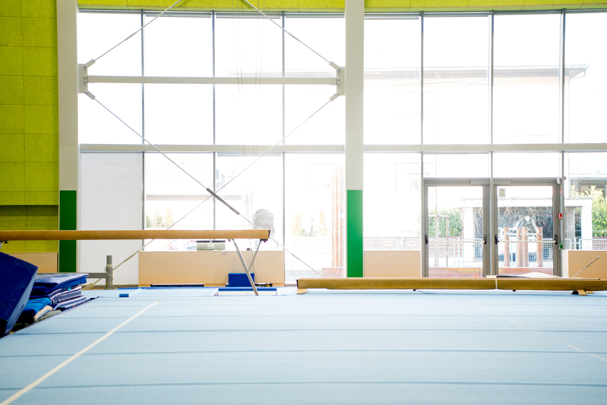 Empty Gym With Gymnastics Equipment