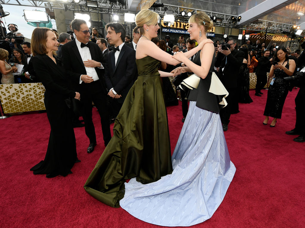 Greta Gerwig and Saoirse Ronan attens the 92nd Annual Academy Awards at Hollywood and Highland on February 09, 2020 in Hollywood, California. ((Photo by Kevork Djansezian/Getty Images))
