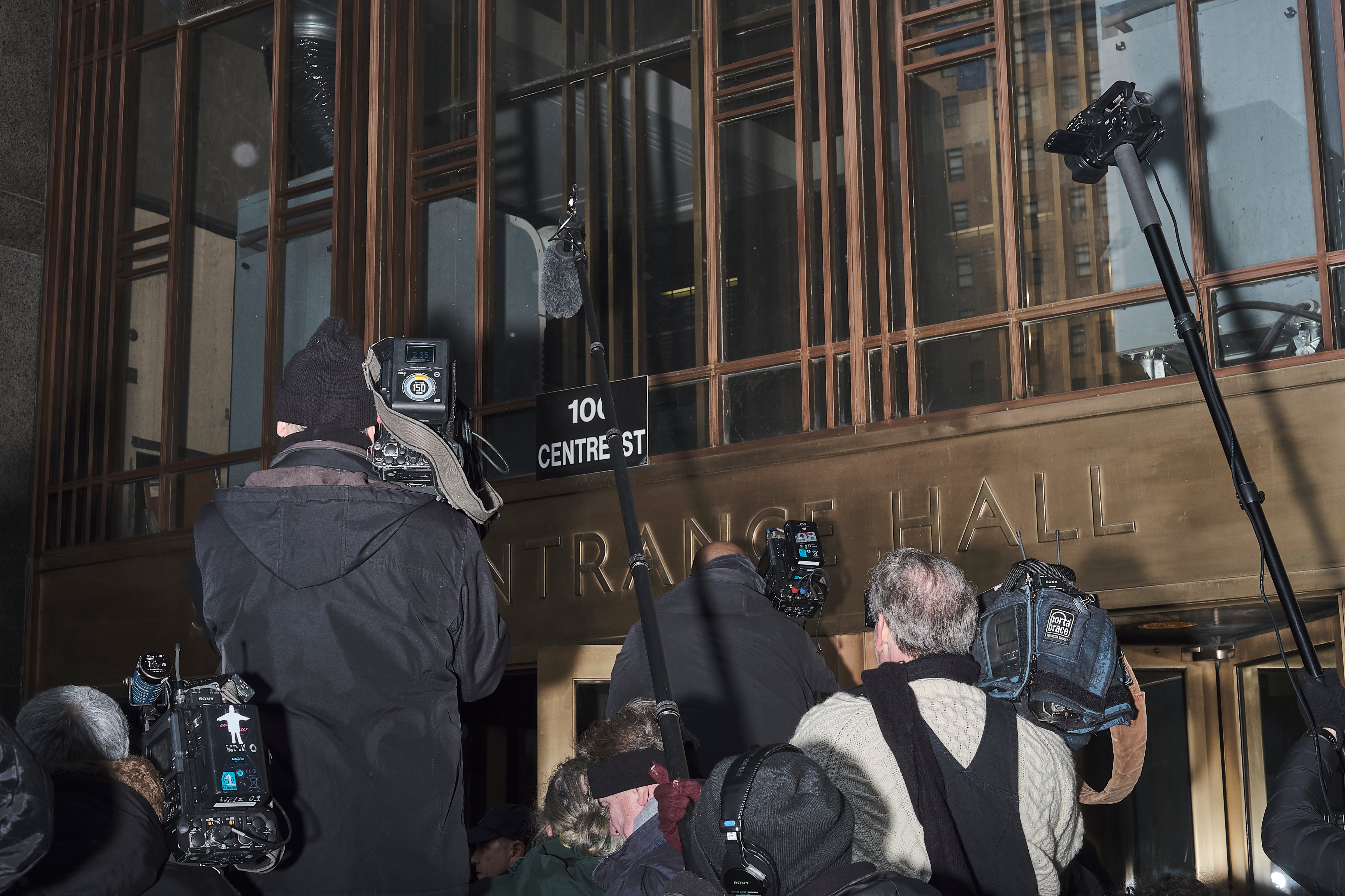 Journalists wait for Weinstein outside the New York City Criminal Court on Jan. 23 (John Taggart)