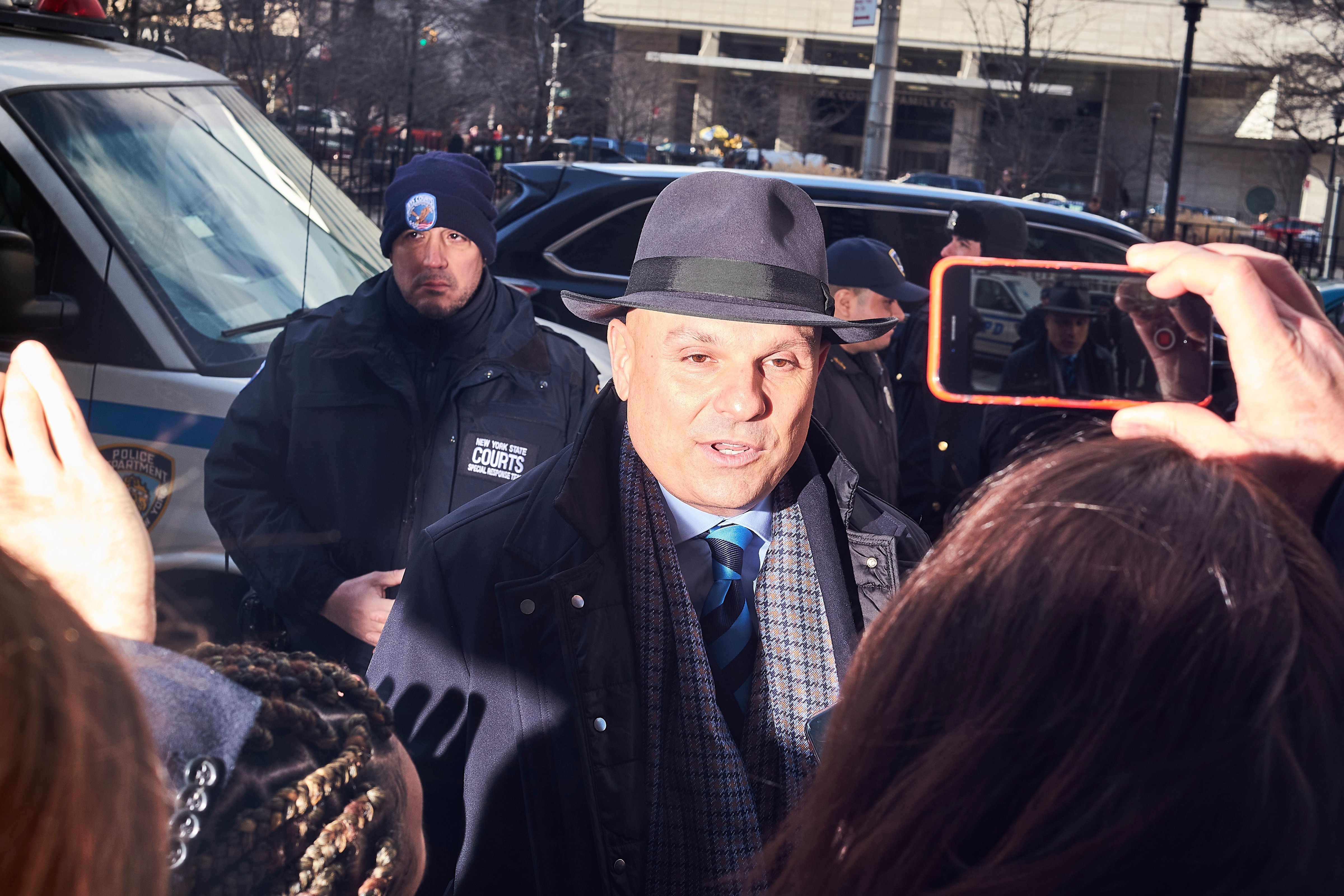 Defense lawyer Arthur L. Aidala, who represents Weinstein, speaks to journalists outside New York City Criminal Court on​ Jan. 8 (John Taggart)