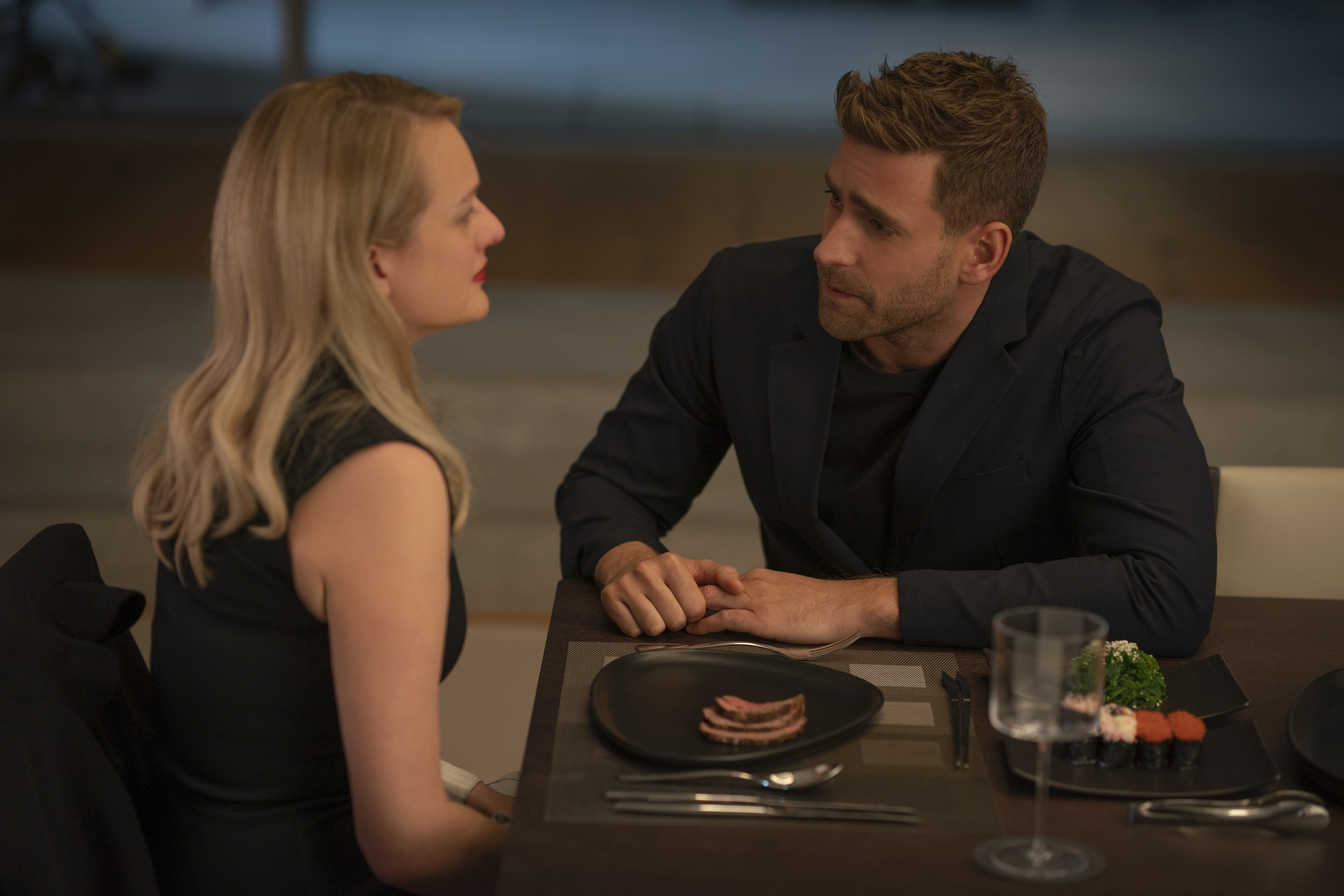 Cecilia (Elisabeth Moss) and Adrian (Oliver Jackson-Cohen) in The Invisible Man, written and directed by Leigh Whannell.