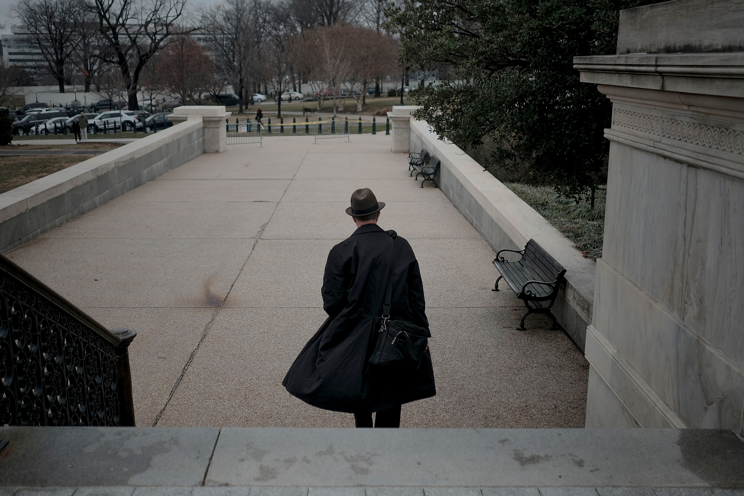 White House legislative director Eric Ueland leaves the Capitol after the impeachment trial in Washington, D.C., on Jan. 25, 2020. (Gabriella Demczuk for TIME)