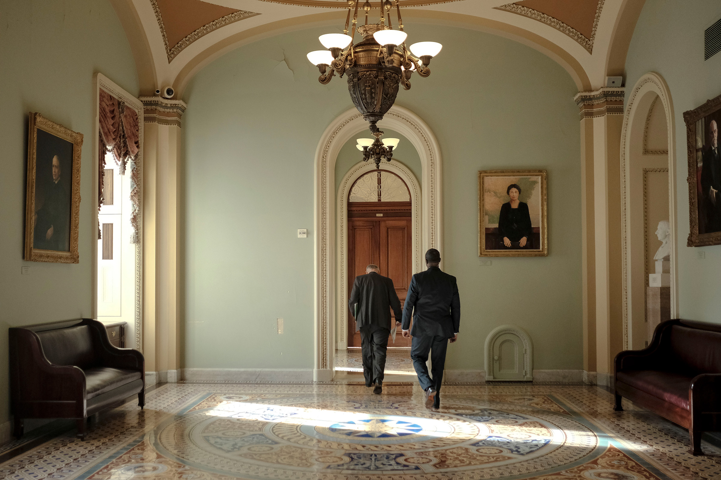 Senate Minority Leader Chuck Schumer (D-N.Y.) walks to his office before the articles of impeachment are transferred to the senate at the Capitol in Washington, D.C., on Jan. 15, 2020. (Gabriella Demczuk for TIME)