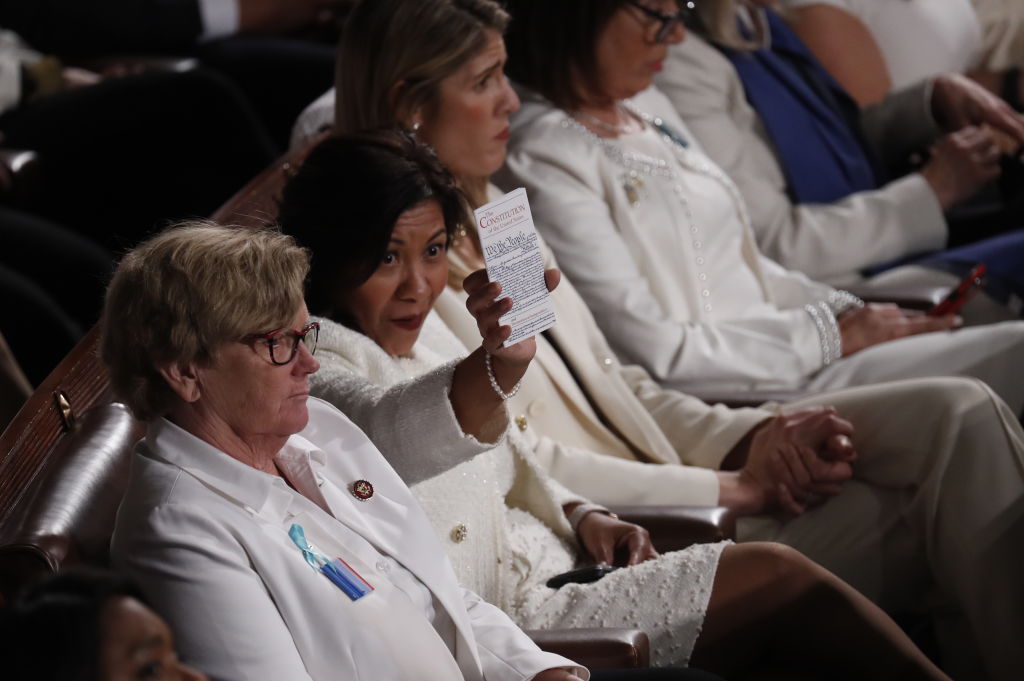 Women wearing white at State of the Union have a message