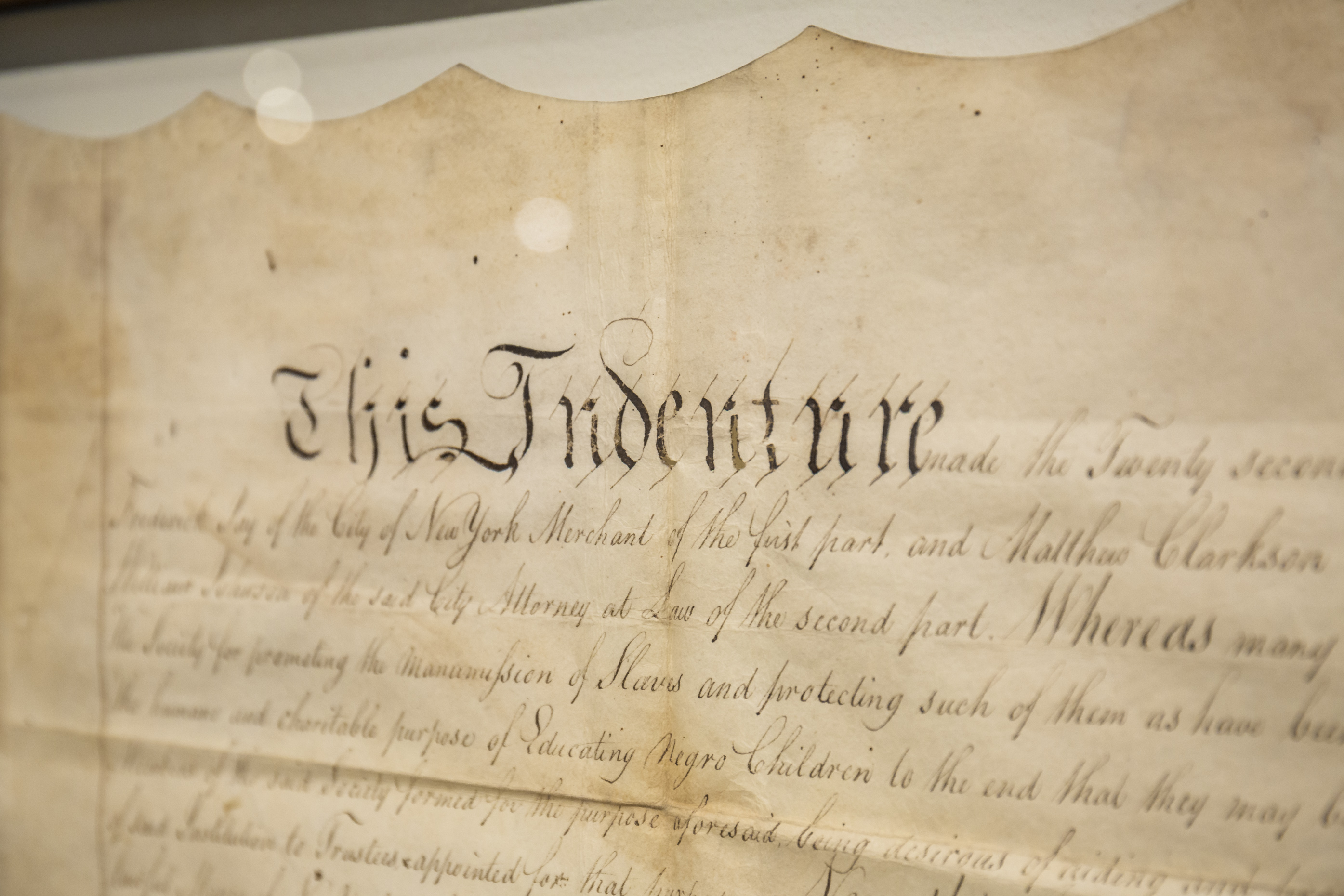 A 1794 land deed for the first African Free School location in lower Manhattan. (Courtesy of Sotheby's)