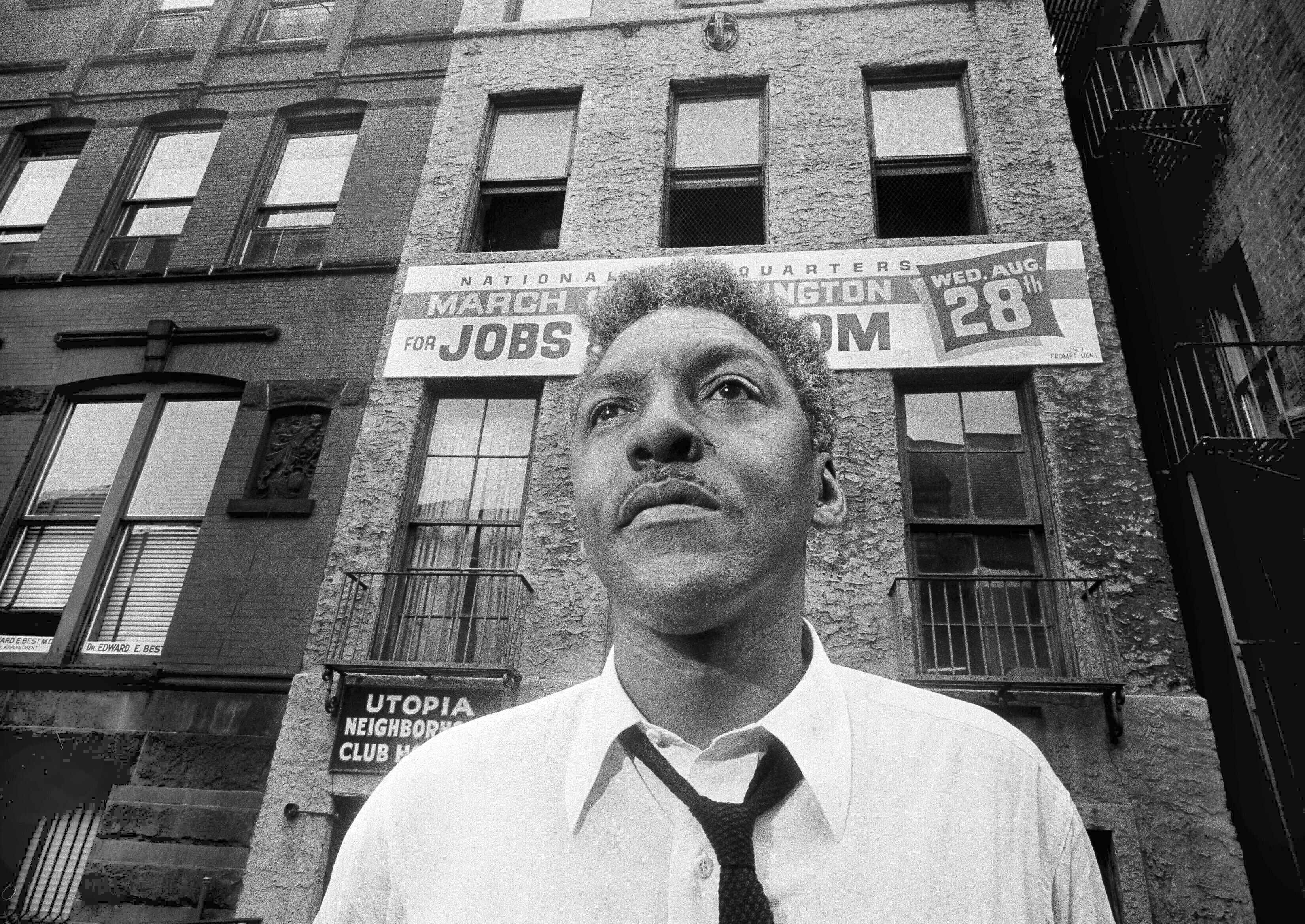 In this Aug. 1, 1963, file photo, Bayard Rustin, organizer of the March on Washington, poses in New York City. (Eddie Adams—AP Photo)