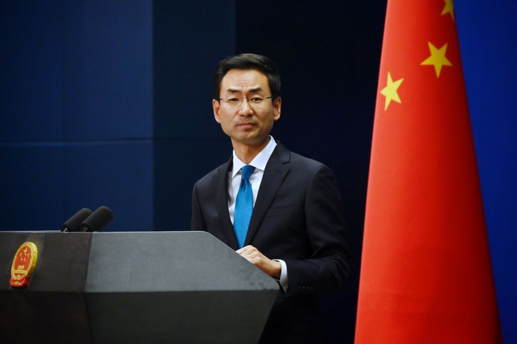China's Ministry of Foreign Affairs spokesman Geng Shuang takes questions during a briefing in Beijing on Nov. 28, 2019. (Wang Zhao&mdash;AFP/Getty Images)