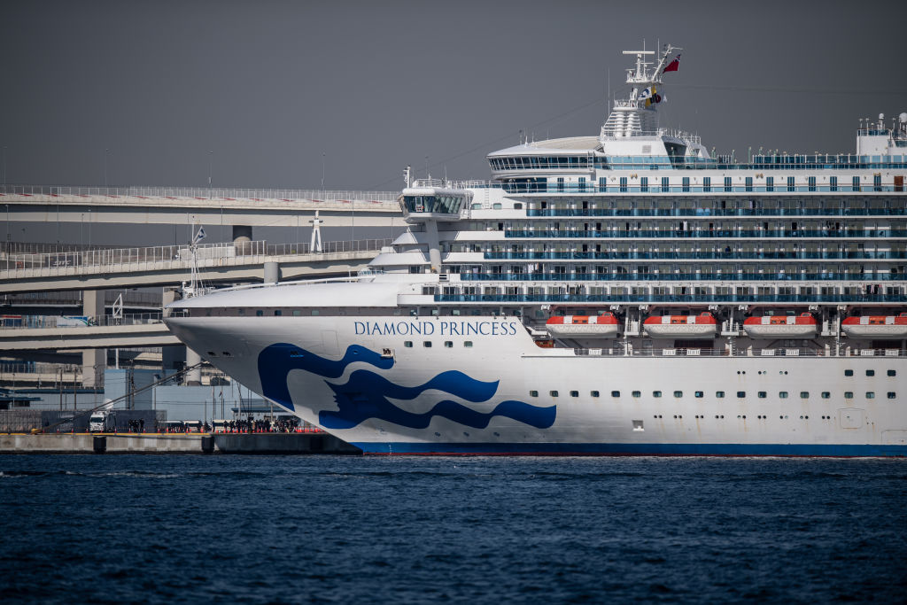 The Diamond Princess cruise ship sits docked at Daikoku Pier in Yokohama, Japan, on Feb. 10, 2020. (Carl Court—Getty Images)