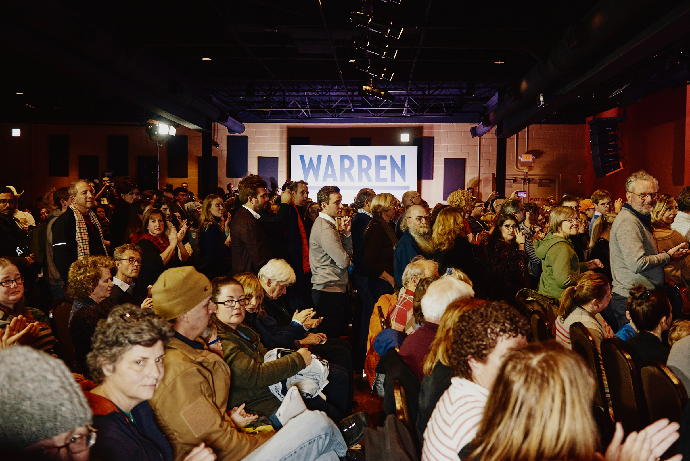 Guests at Elizabeth Warren's Derry GOTV Event at the Tupelo Music Hall in Derry, NH on Feb. 6, 2020. (Tony Luong for TIME)