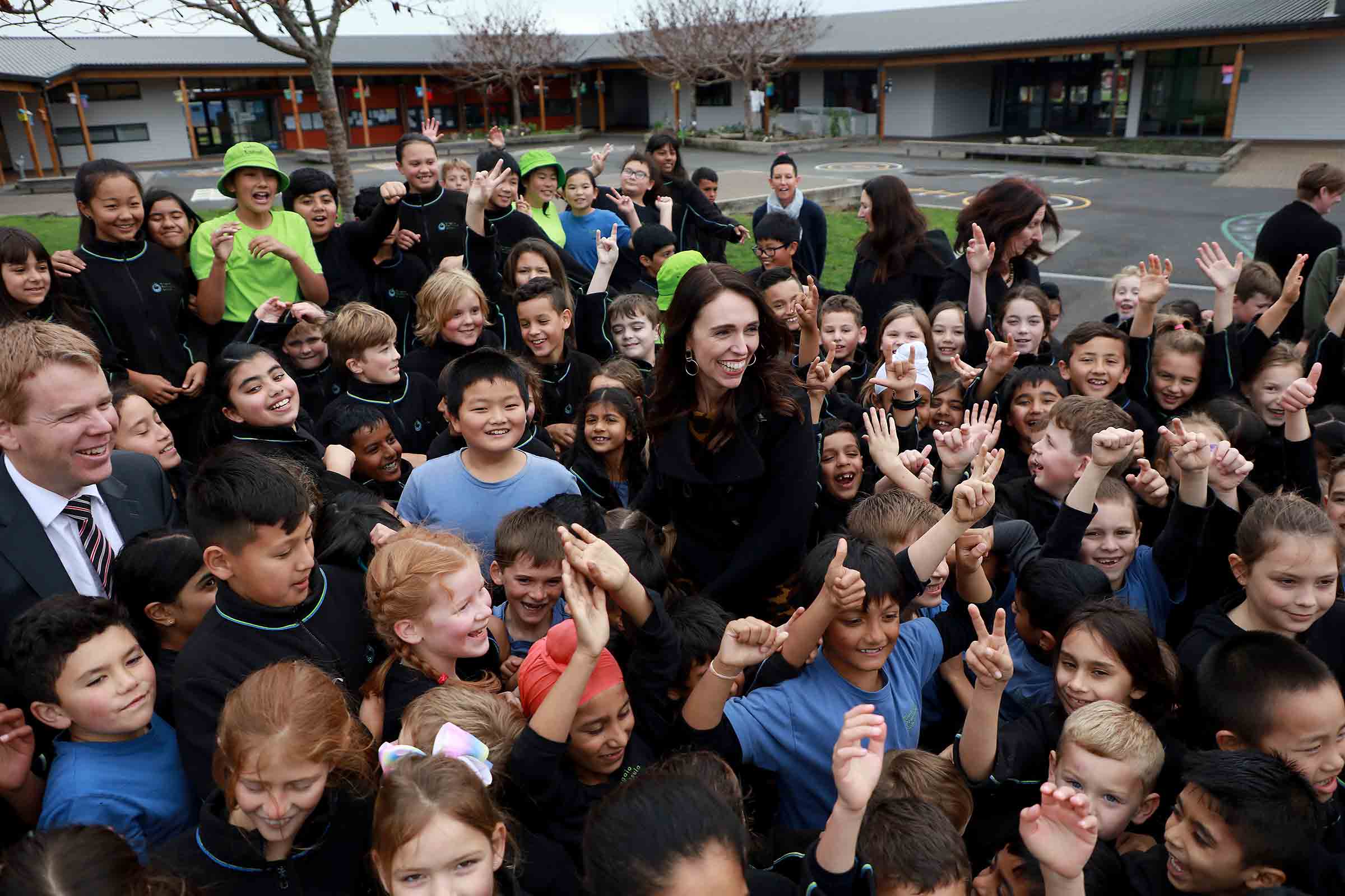 “I just still feel a closeness to the people I’m meant to be representing,” says Ardern, visiting a school in July (Phil Walter—Getty Images)