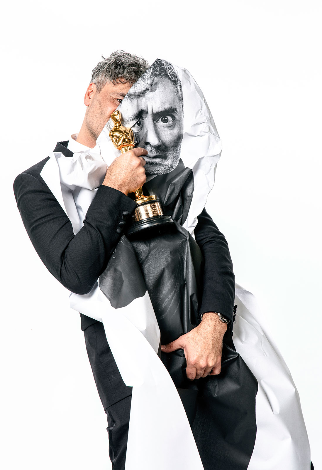 Taika Waititi poses with his Oscar for Best Adapted Screenplay. (Photograph by JR for TIME)