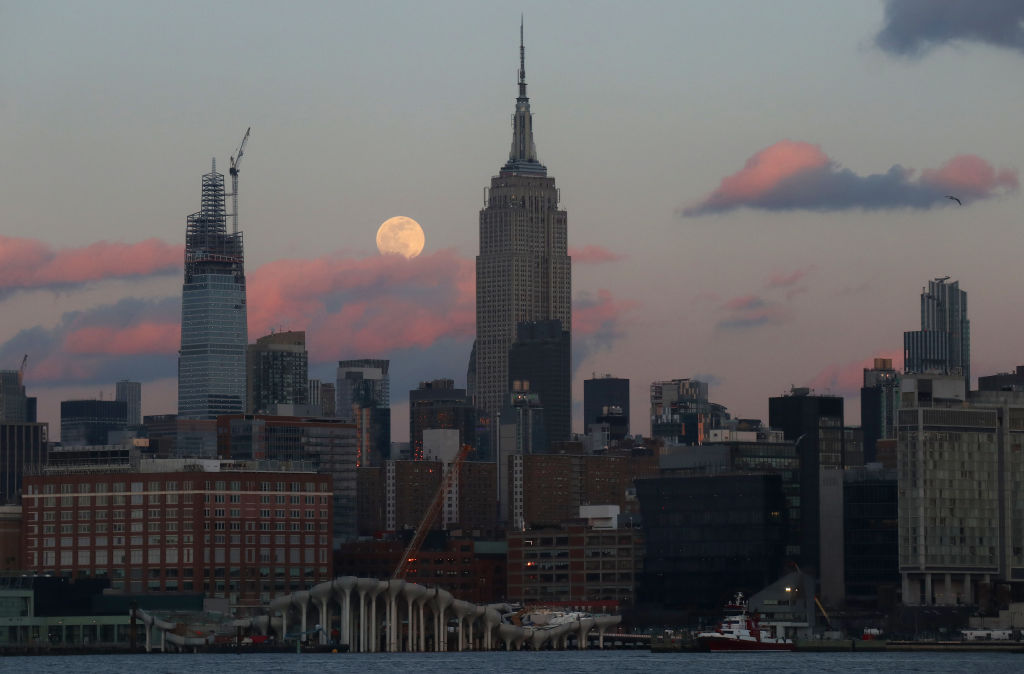 Snow Moon Rises in New York City