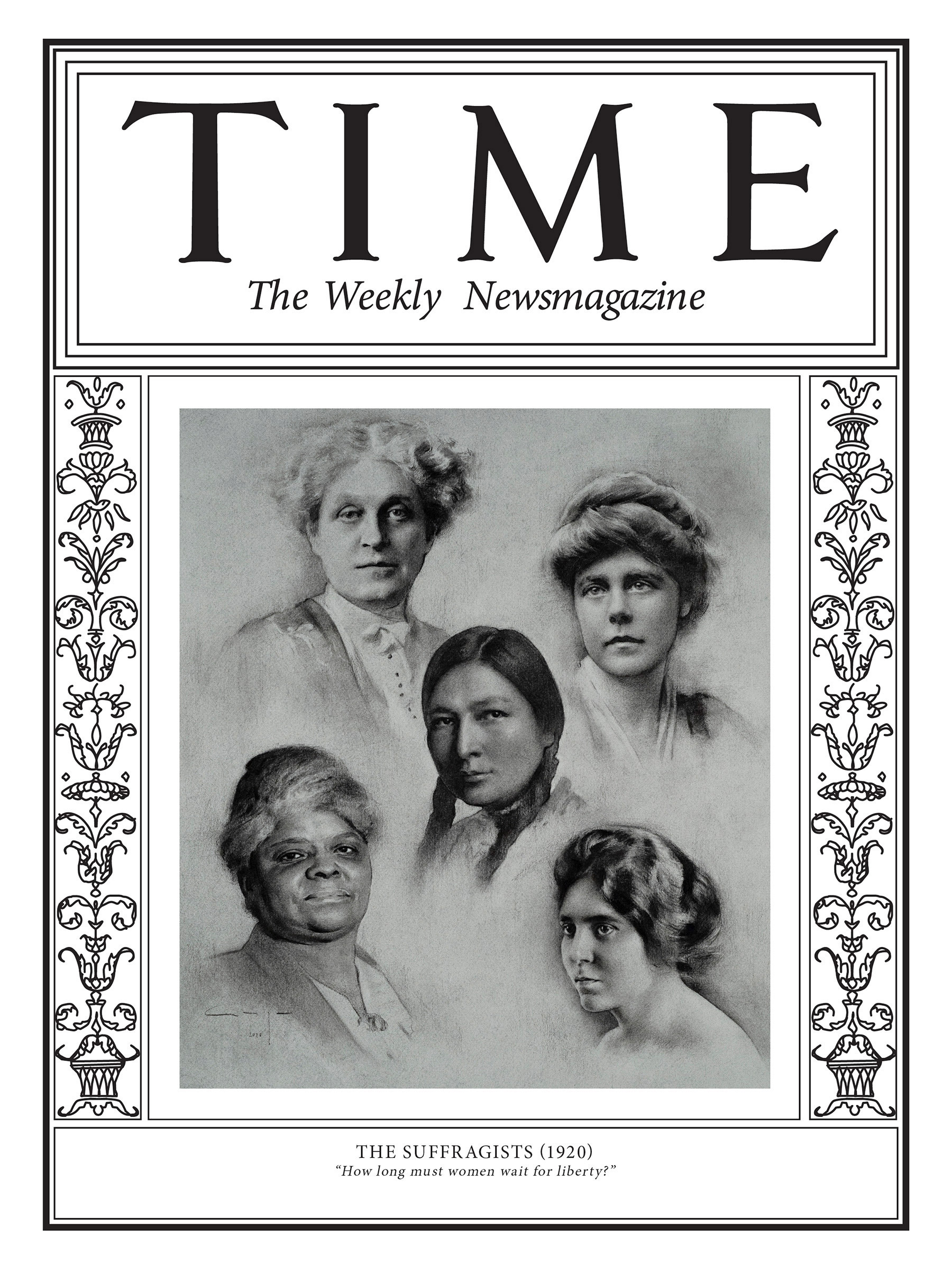 <a href="https://fineartamerica.com/featured/the-suffragists-1920-time.html"><strong>Buy the cover art→</strong></a> (Illustration by Amaya Gurpide for TIME; Getty (4), Granger)