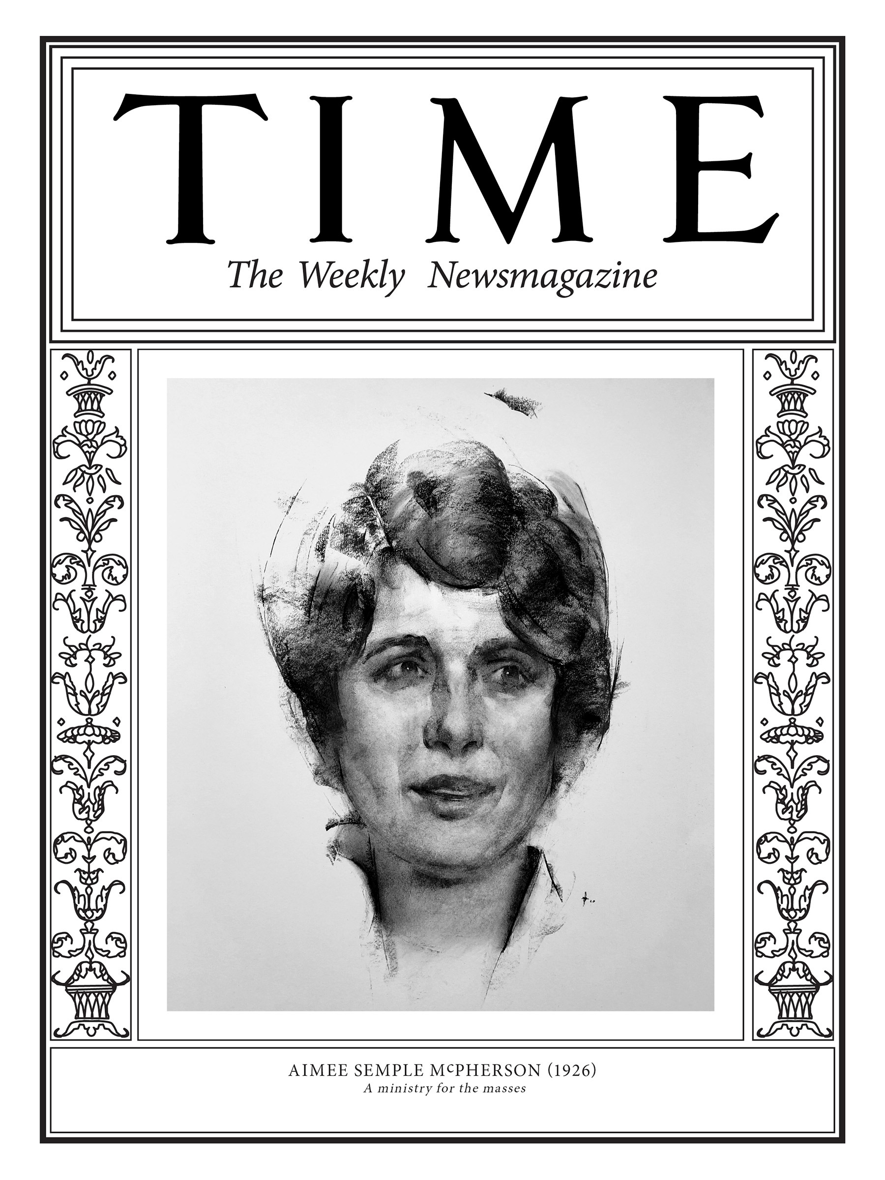 <a href="https://fineartamerica.com/featured/aimee-semple-mcpherson-1926-time.html"><strong>Buy the cover art→</strong></a> (Illustration by George Dawnay for TIME; AP)