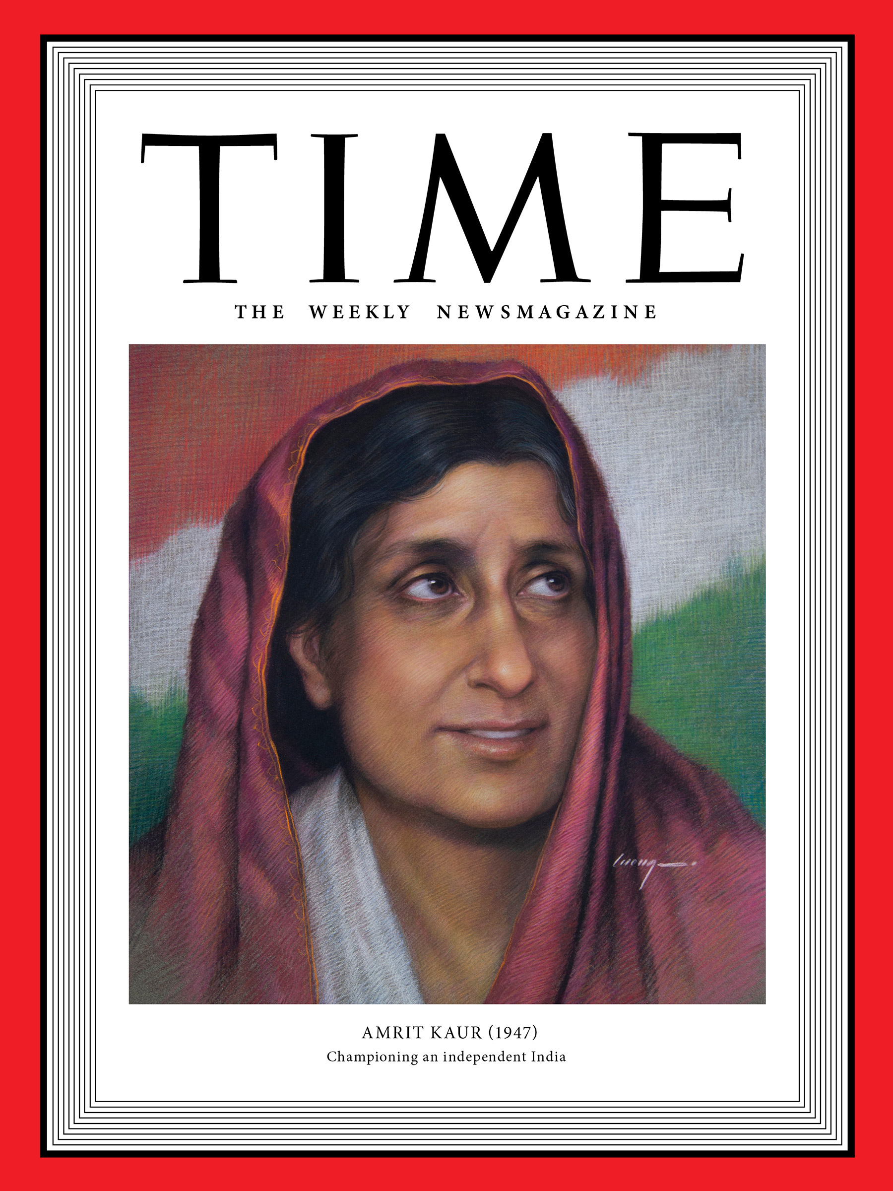 <a href="https://fineartamerica.com/featured/amrit-kaur-1947-time.html"><strong>Buy the cover art→</strong></a> (Painting by Cuong Nguyen; Associated Newspapers/Shutterstock)