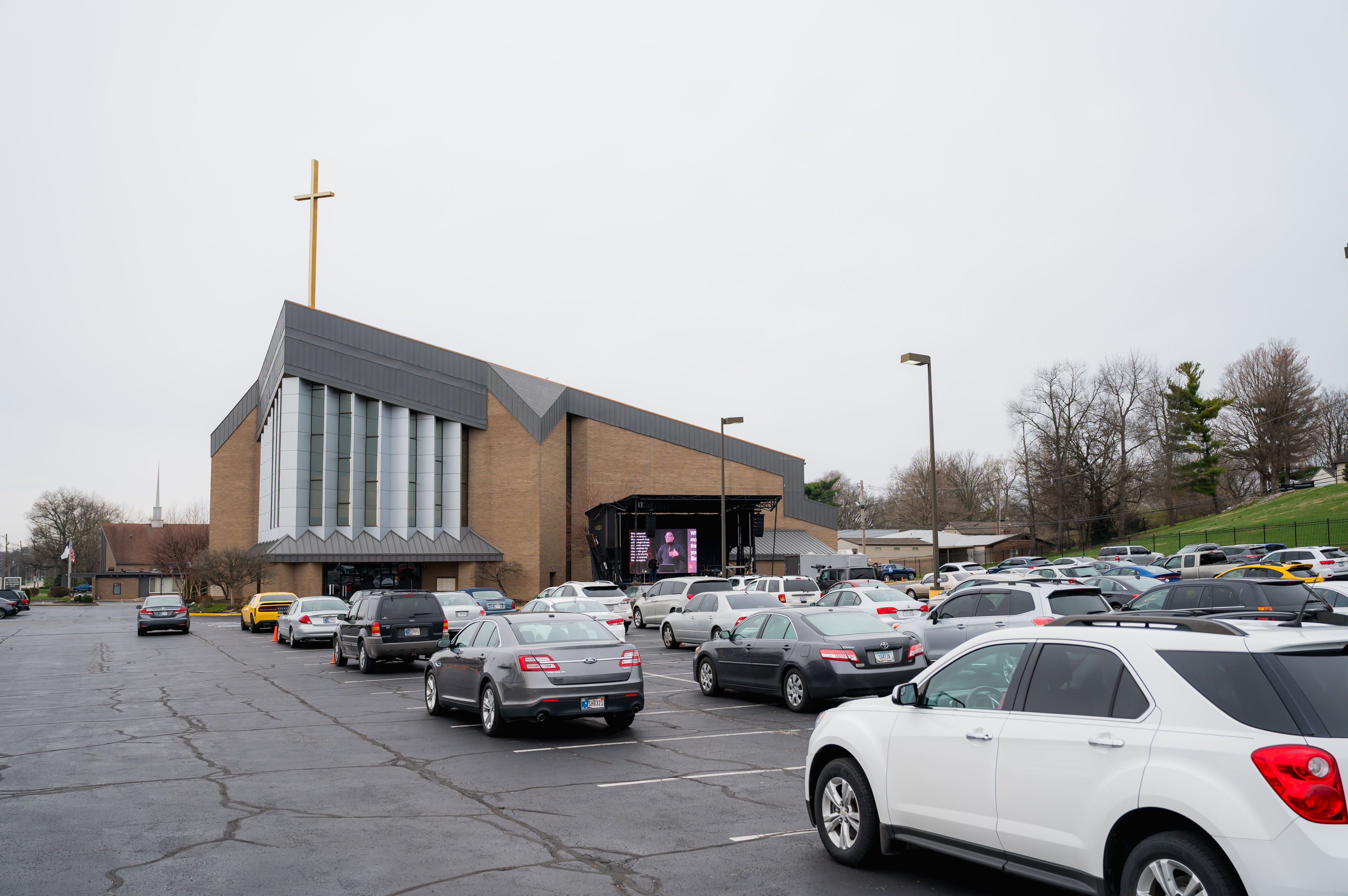 Churchgoers attend a drive-in at Bethel Church in Evansville, Indiana last Sunday. (Bethel Church)