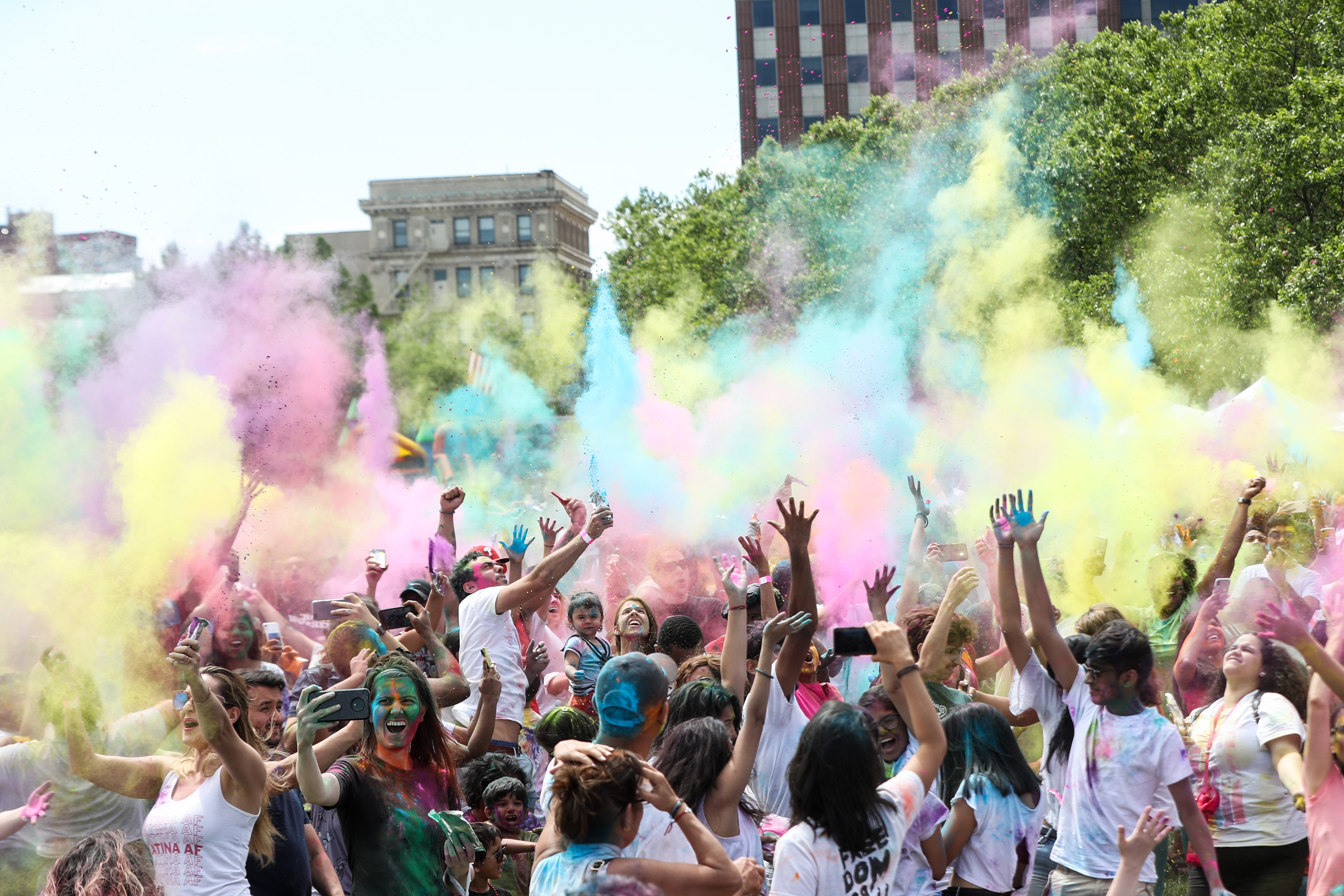 New Jersey, June 2019: People take part in the Holi celebrations in Hoboken, New Jersey—Photo by Atilgan Ozdil/Anadolu Agency/Getty Images (Getty Images—2019 Anadolu Agency)