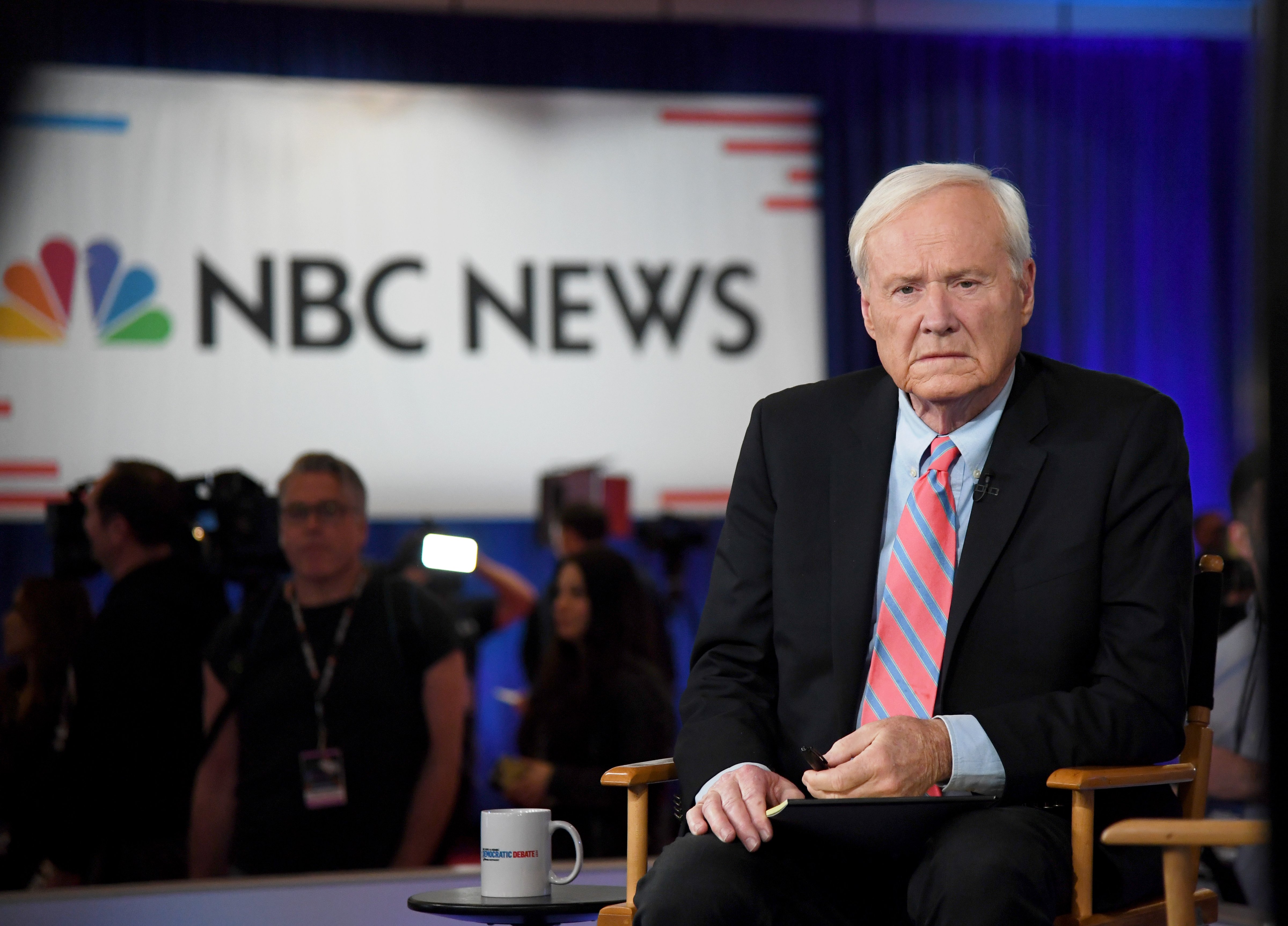 Chris Matthews of MSNBC waits to go on the air after the Democratic presidential primary debate on February 19, 2020 in Las Vegas, Nevada. (Getty Images&mdash;2020 Getty Images)