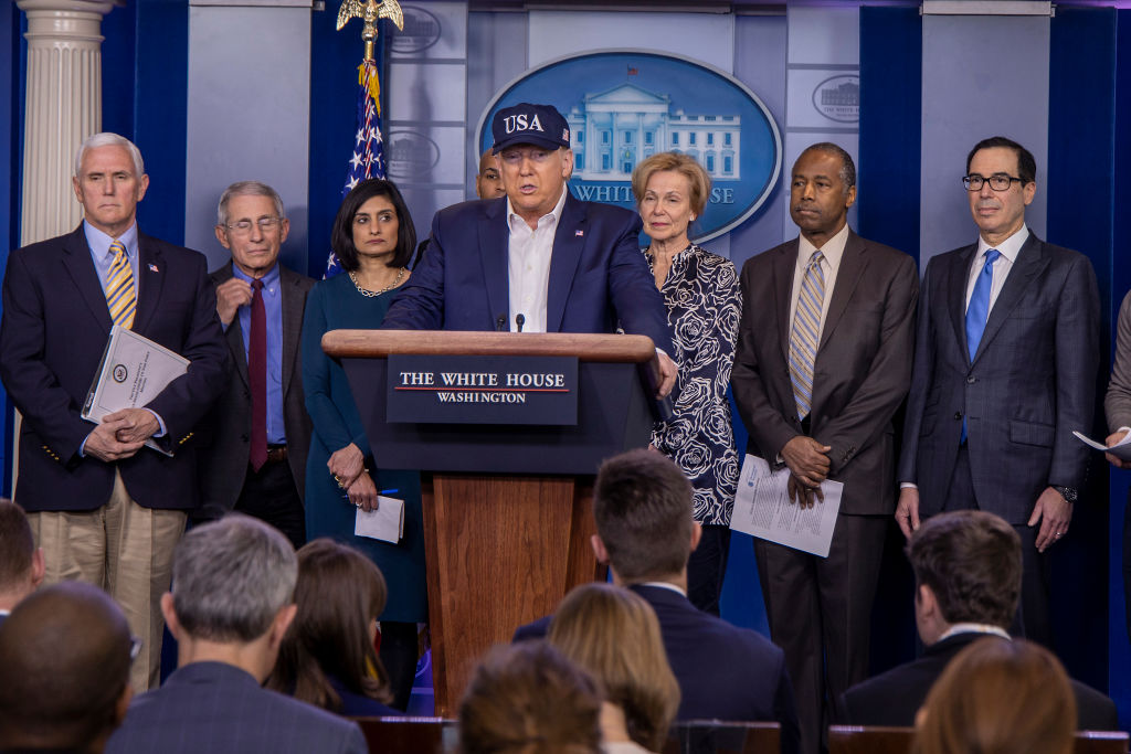 U.S. President Donald Trump speaks in the press briefing room at the White House in Washington, DC. on March 14, 2020. (Tasos Katopodis—Getty Images)