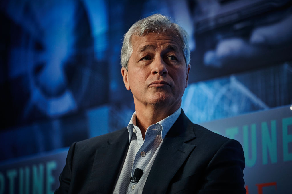 Jamie Dimon, chairman and chief executive officer of JPMorgan Chase & Co speaks on Sept. 25, 2019 in New York. (Misha Friedman–Getty Images)