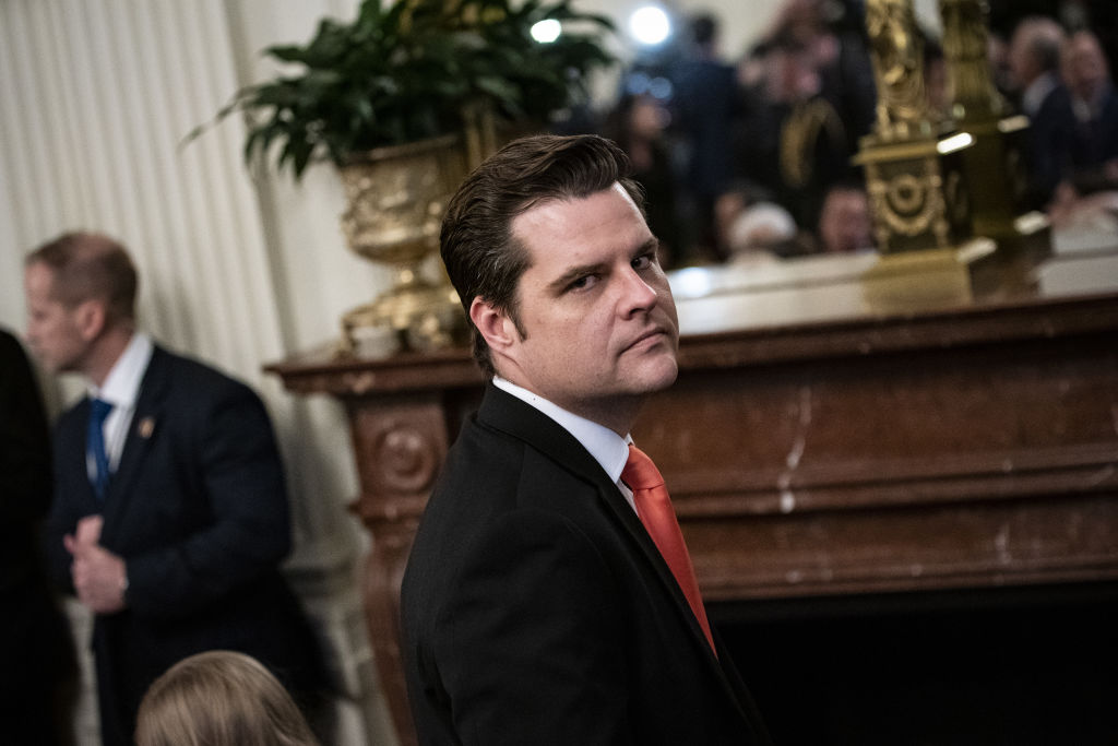 Rep. Matt Gaetz, a Republican from Florida, arrives before an event with U.S. President Donald Trump, not pictured, at the White House in Washington, D.C., U.S., on Feb. 6, 2020. (Bloomberg via Getty Images—© 2020 Bloomberg Finance LP)